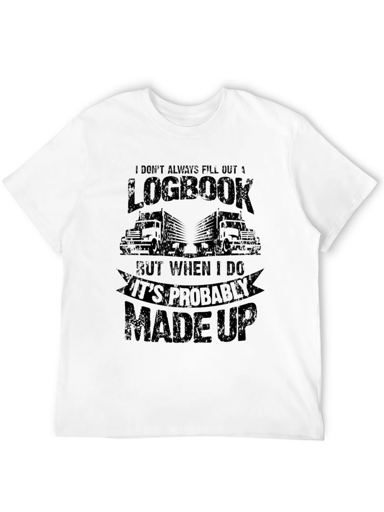 Black Funny Trucker Logbook T-Shirt view 12