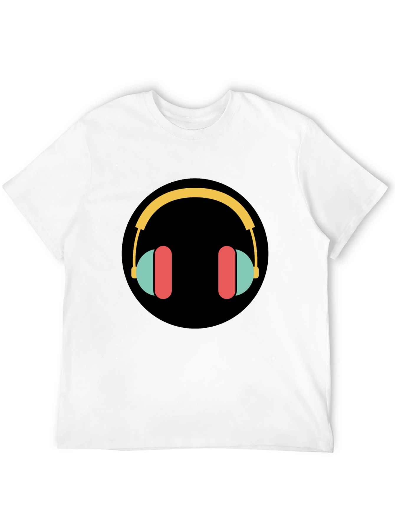Black Stylish Graphic Tee - Headphones Design view 12
