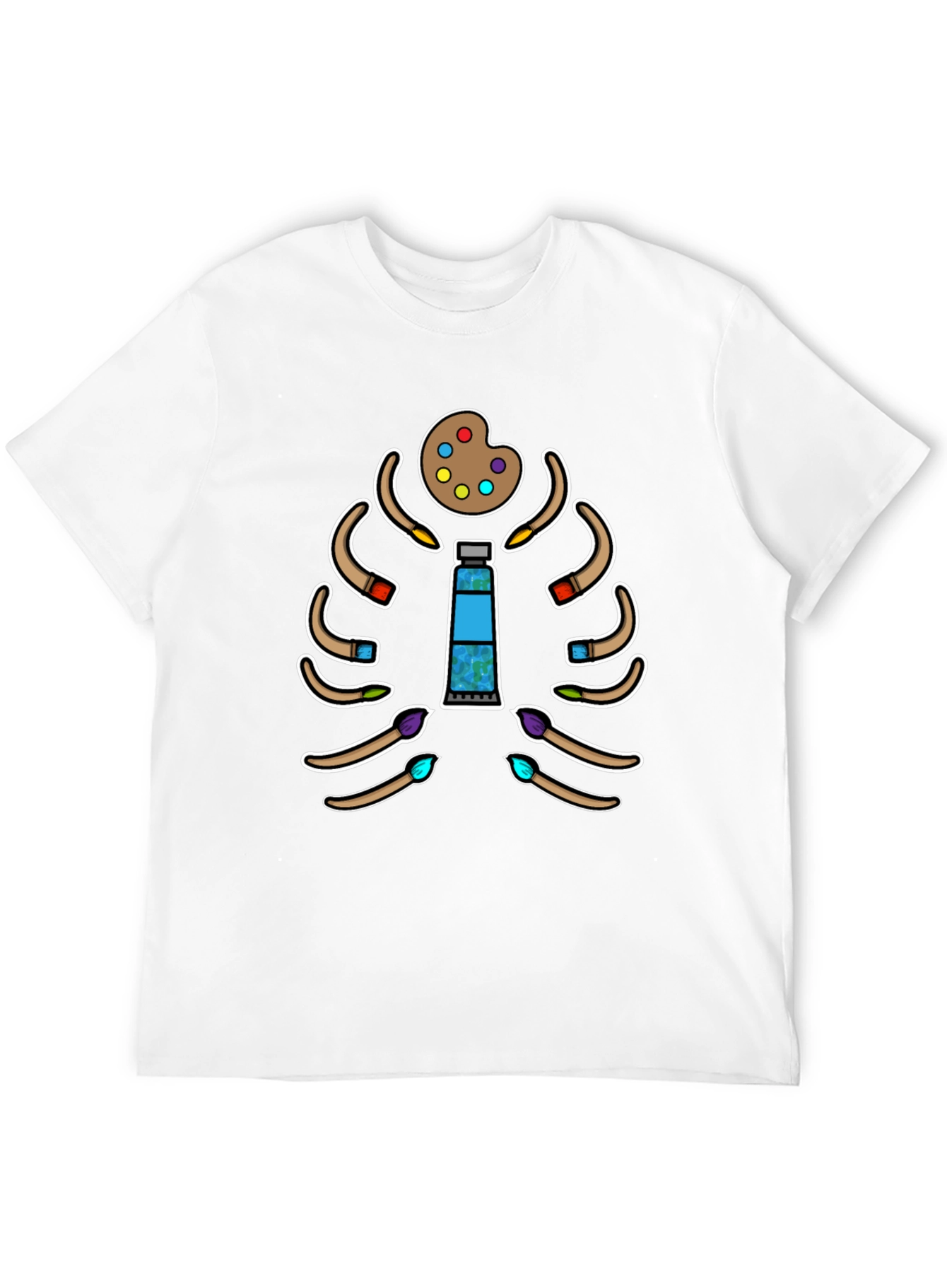 Black Artist Skeleton T-Shirt - Paintbrush Rib Cage view 12