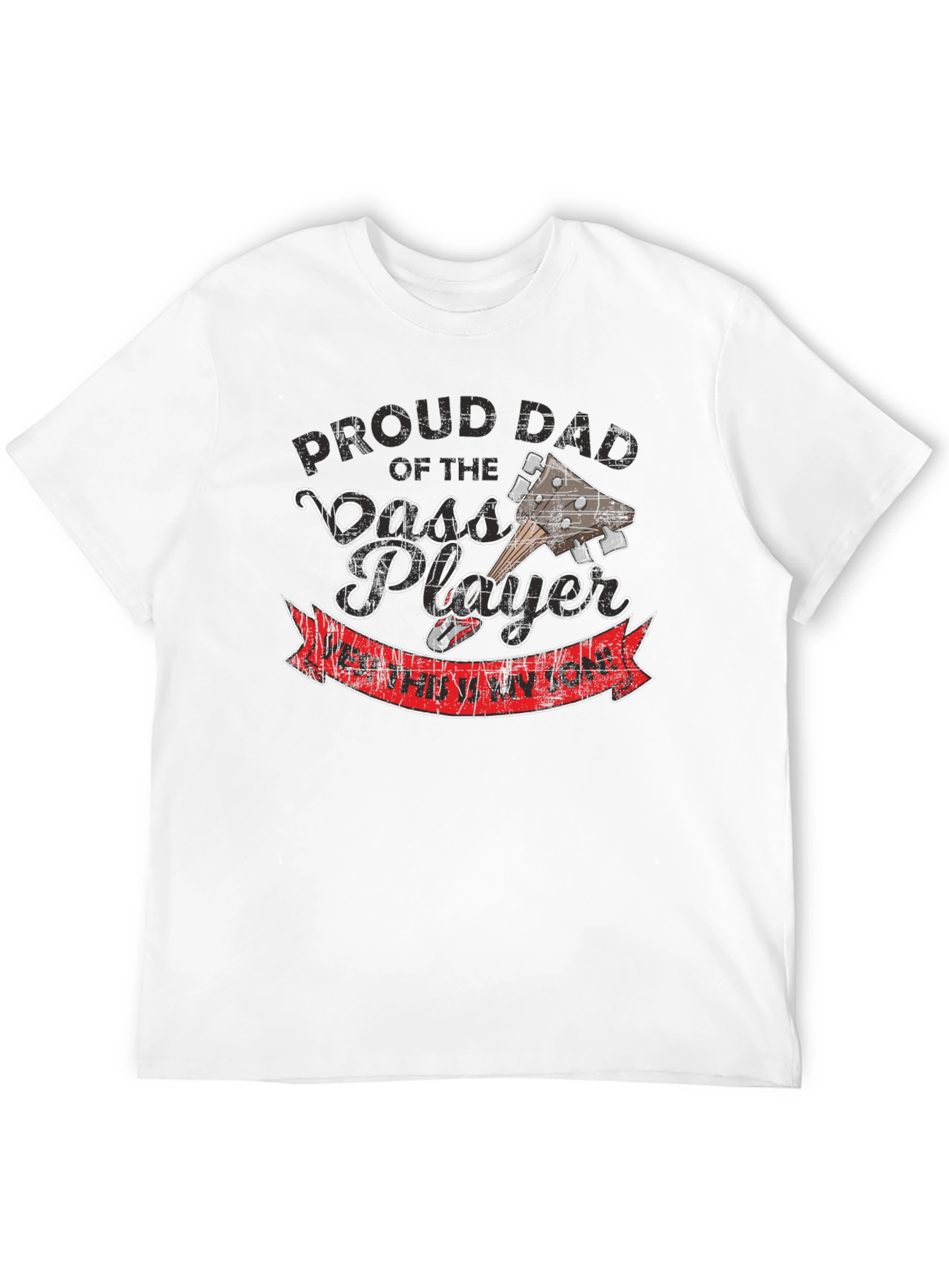 Black Proud Dad of Bass Player T-Shirt view 12