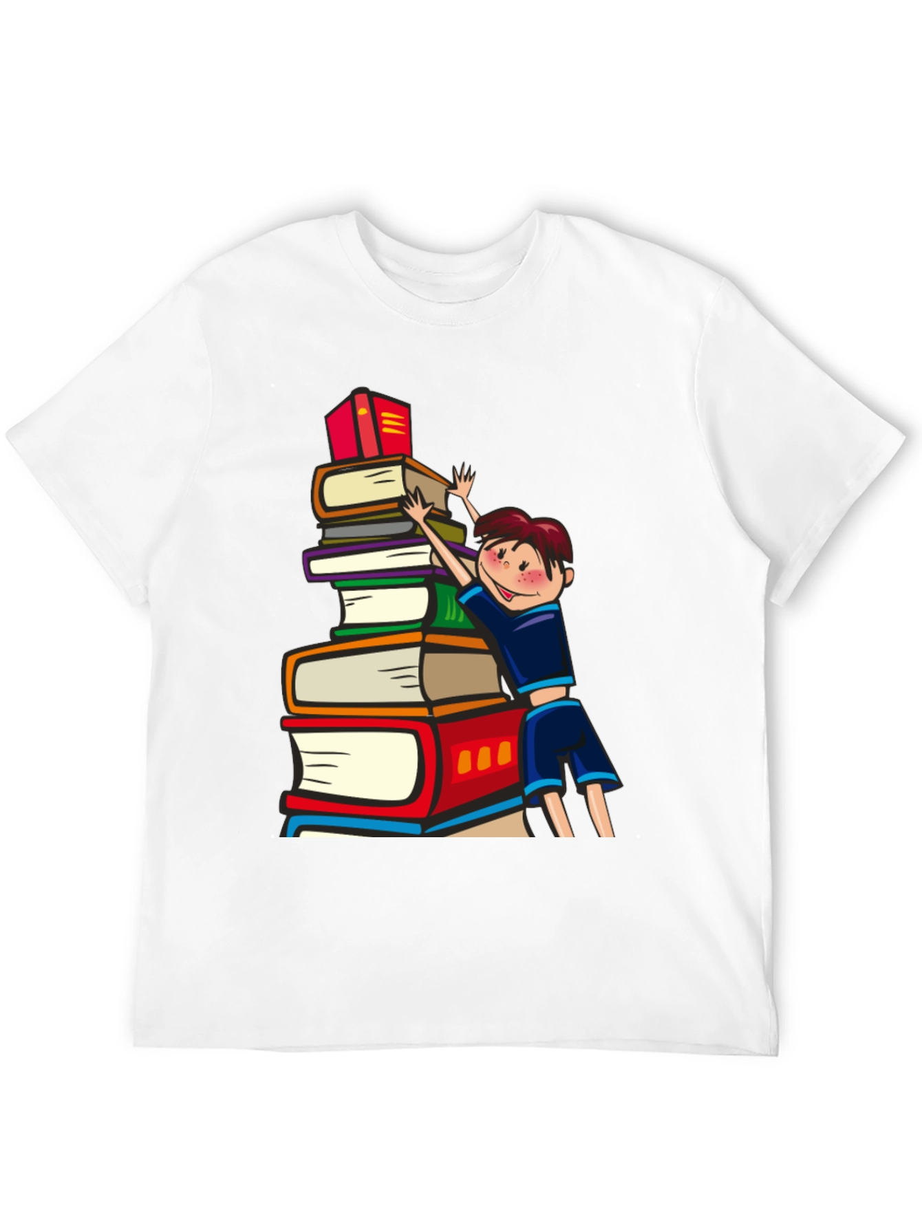 Black Book Lover T-Shirt: Boy Climbing Books view 12