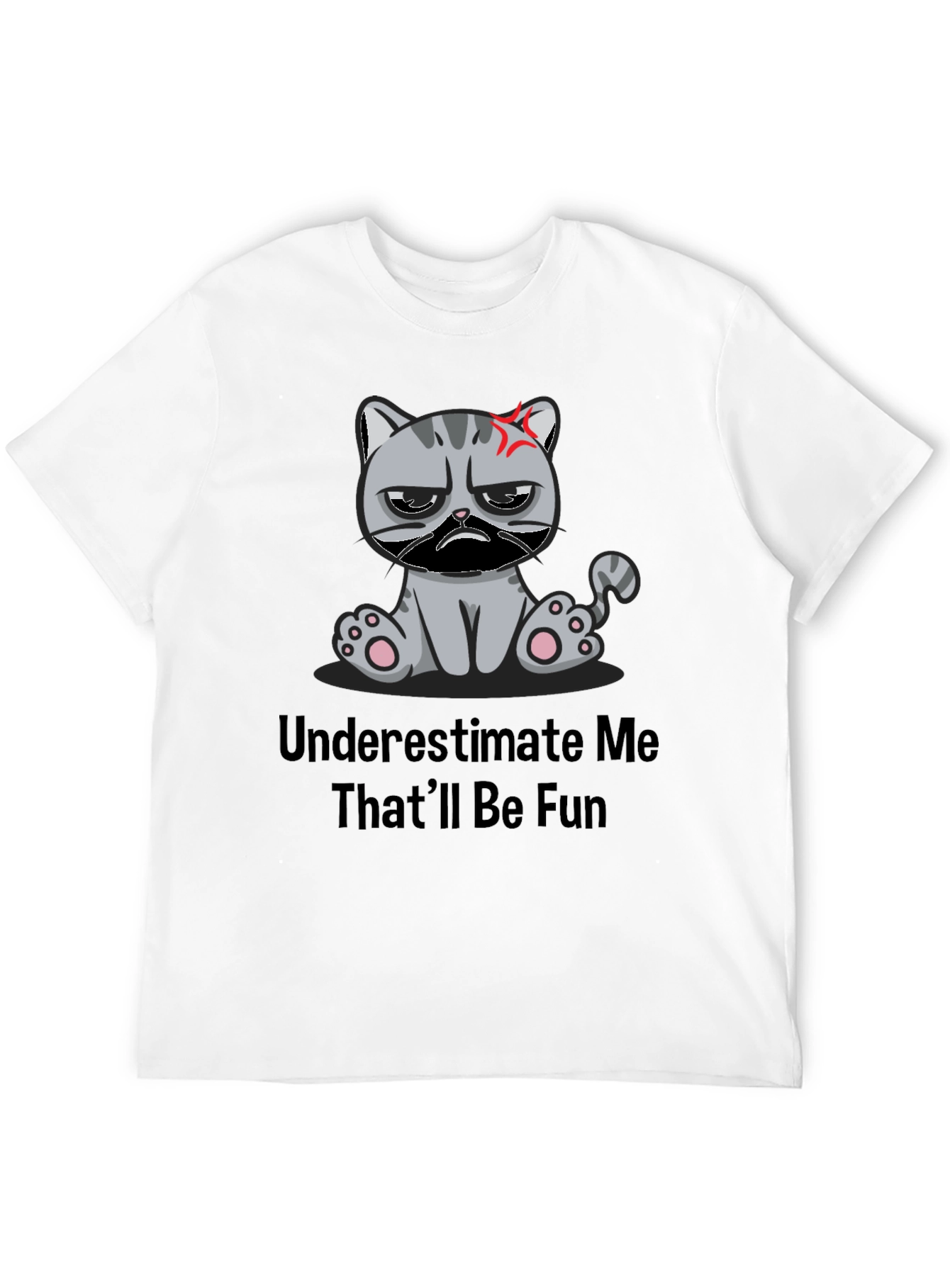 Black Grumpy Cat Humor T-Shirt - Underestimate Me! view 12