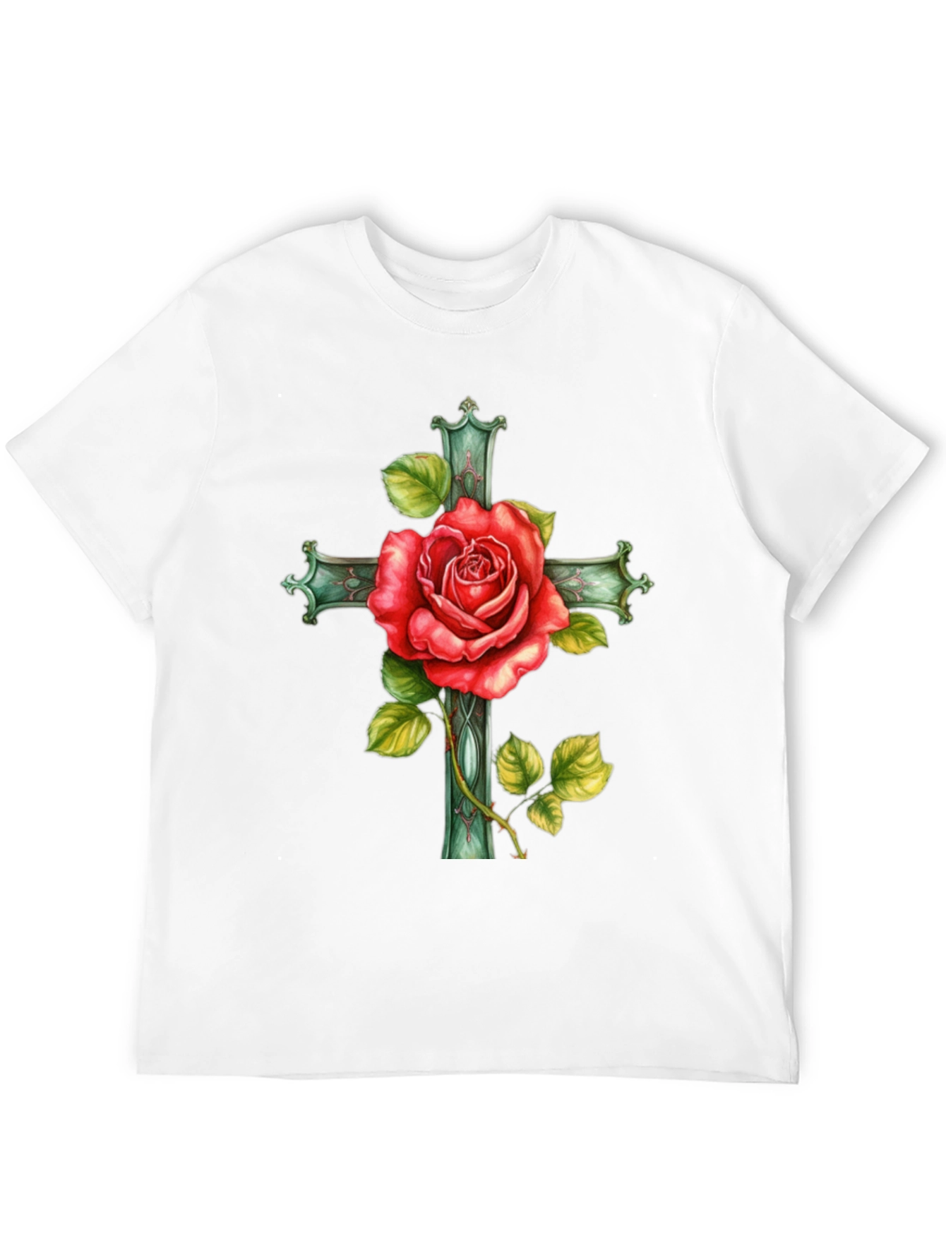 Black Rose Cross Graphic Tee - Stylish Black T-Shirt view 12