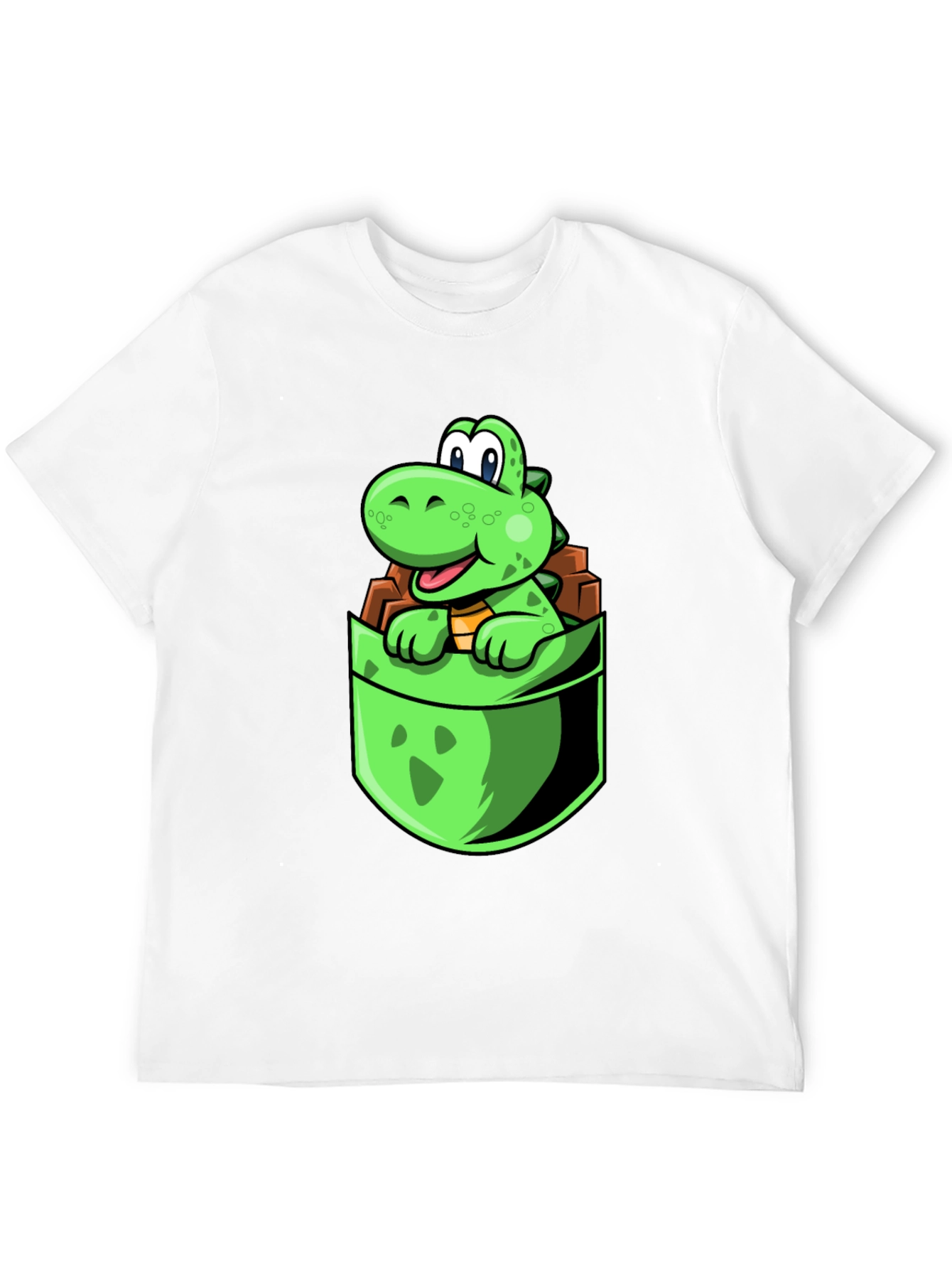 Black Dino Pocket Tee - Cute Cartoon Dinosaur Black T-Shirt view 12