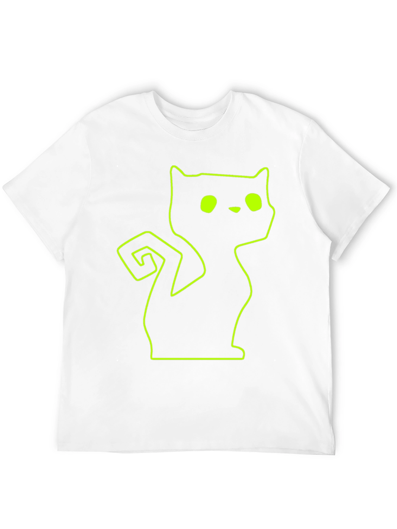 Black Neon Cat Outline Black T-Shirt view 12