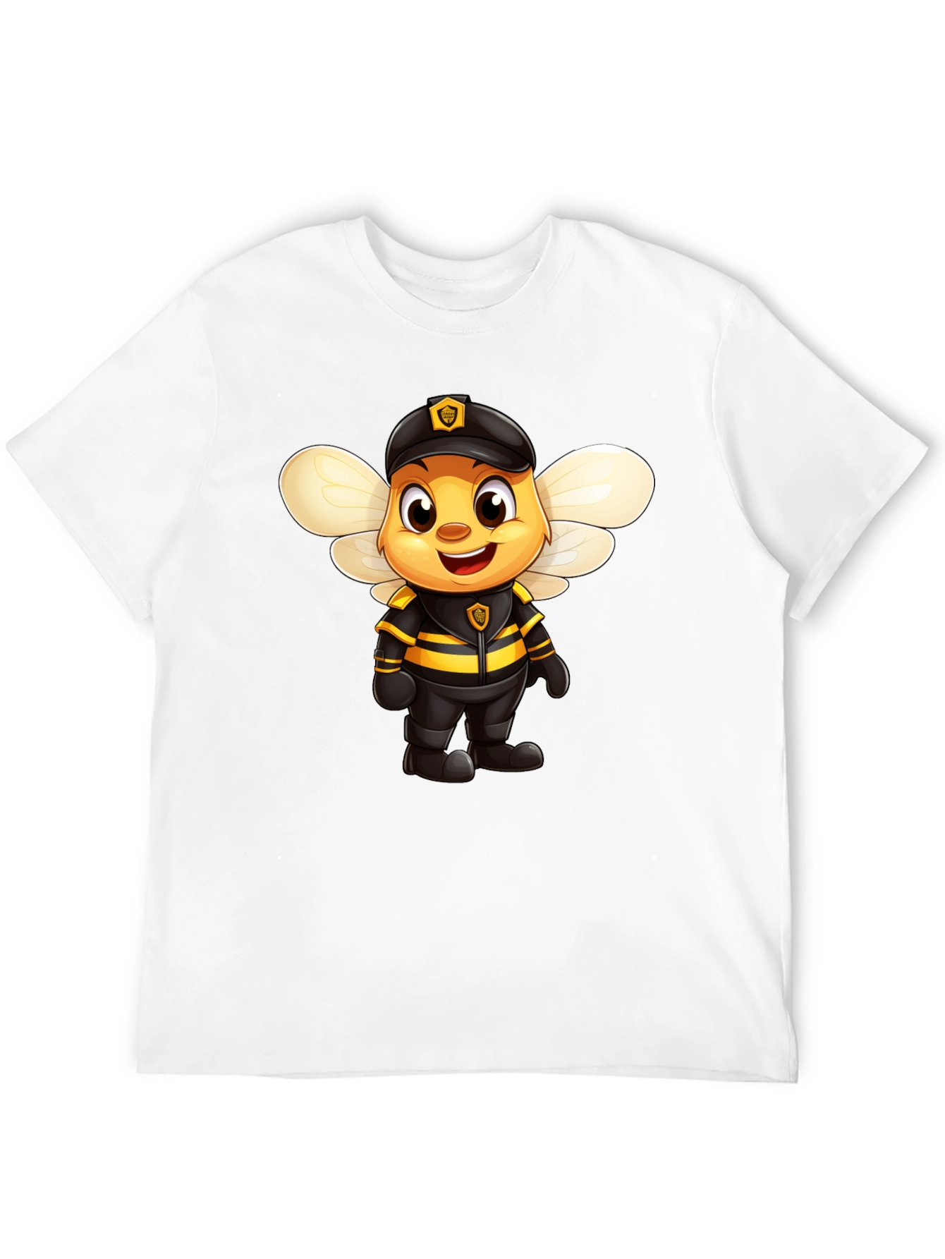 Black Cartoon Bee Police Officer Graphic Tee view 12