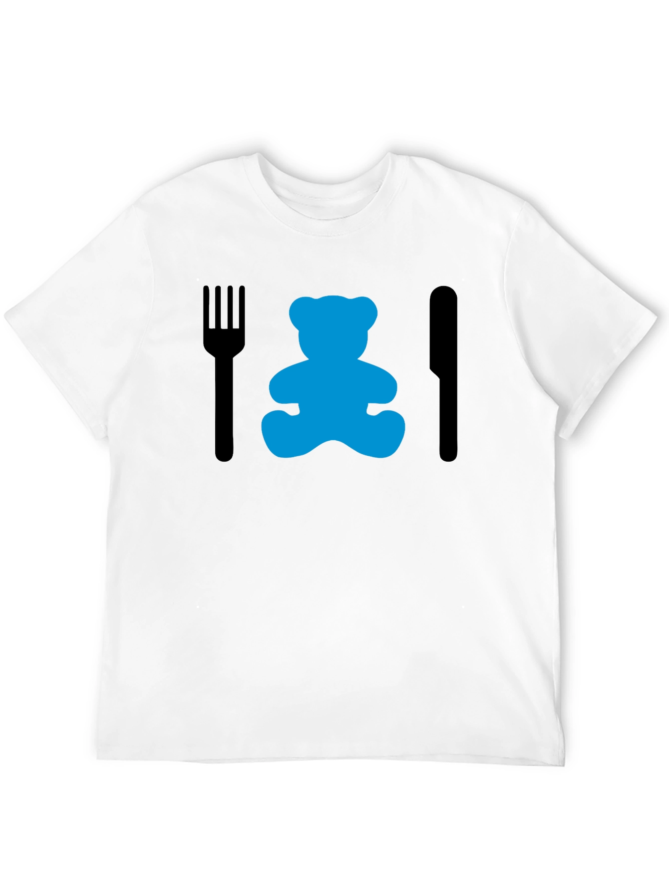 Black Funny Teddy Bear Dinner T-Shirt - Black view 12