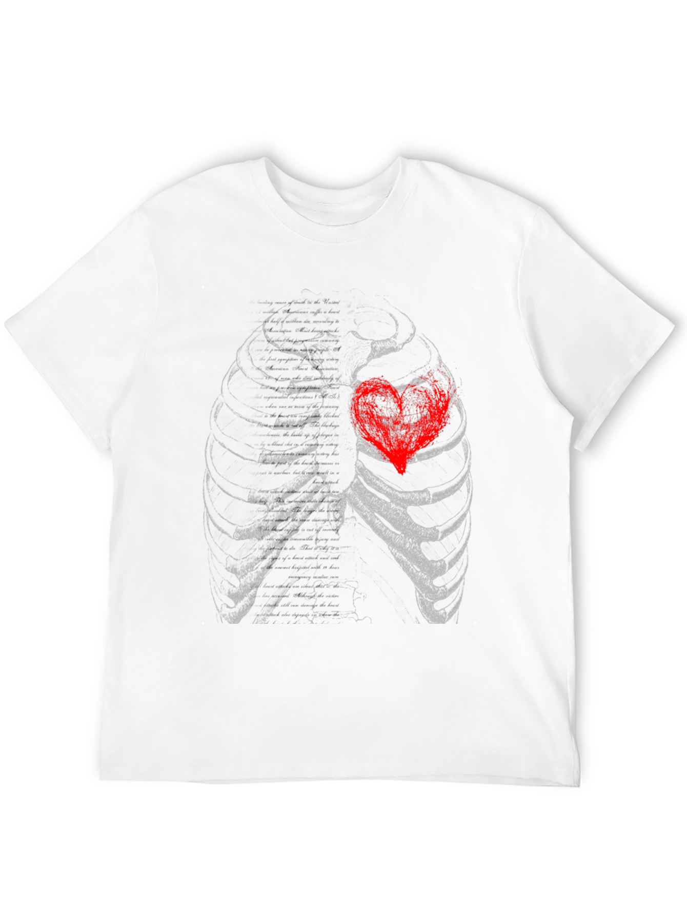 Black Anatomical Heart Rib Cage Graphic T-Shirt view 12