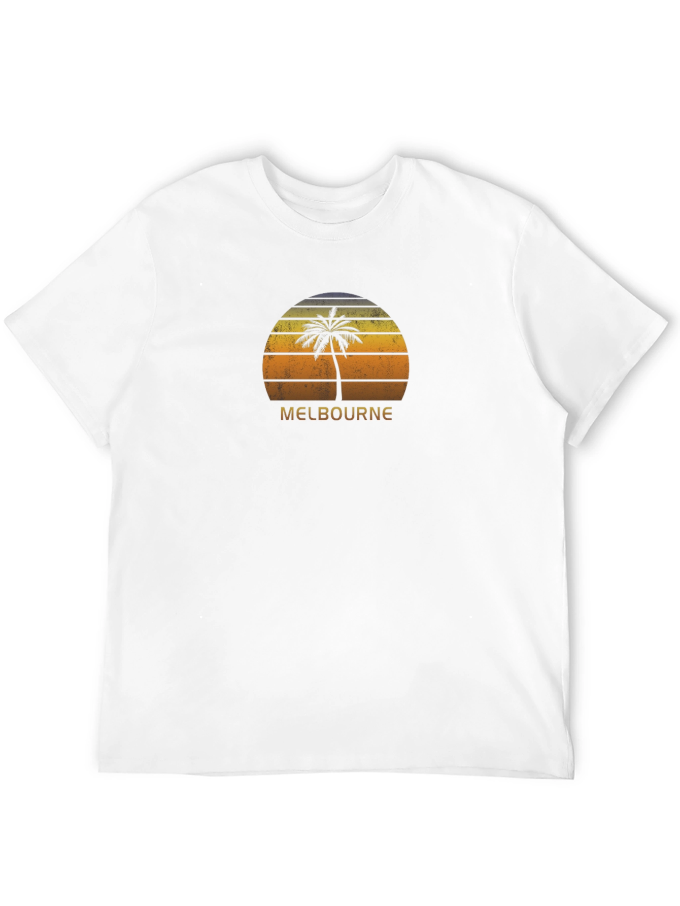 Black Melbourne Palm Tree Sunset Black T-Shirt view 12