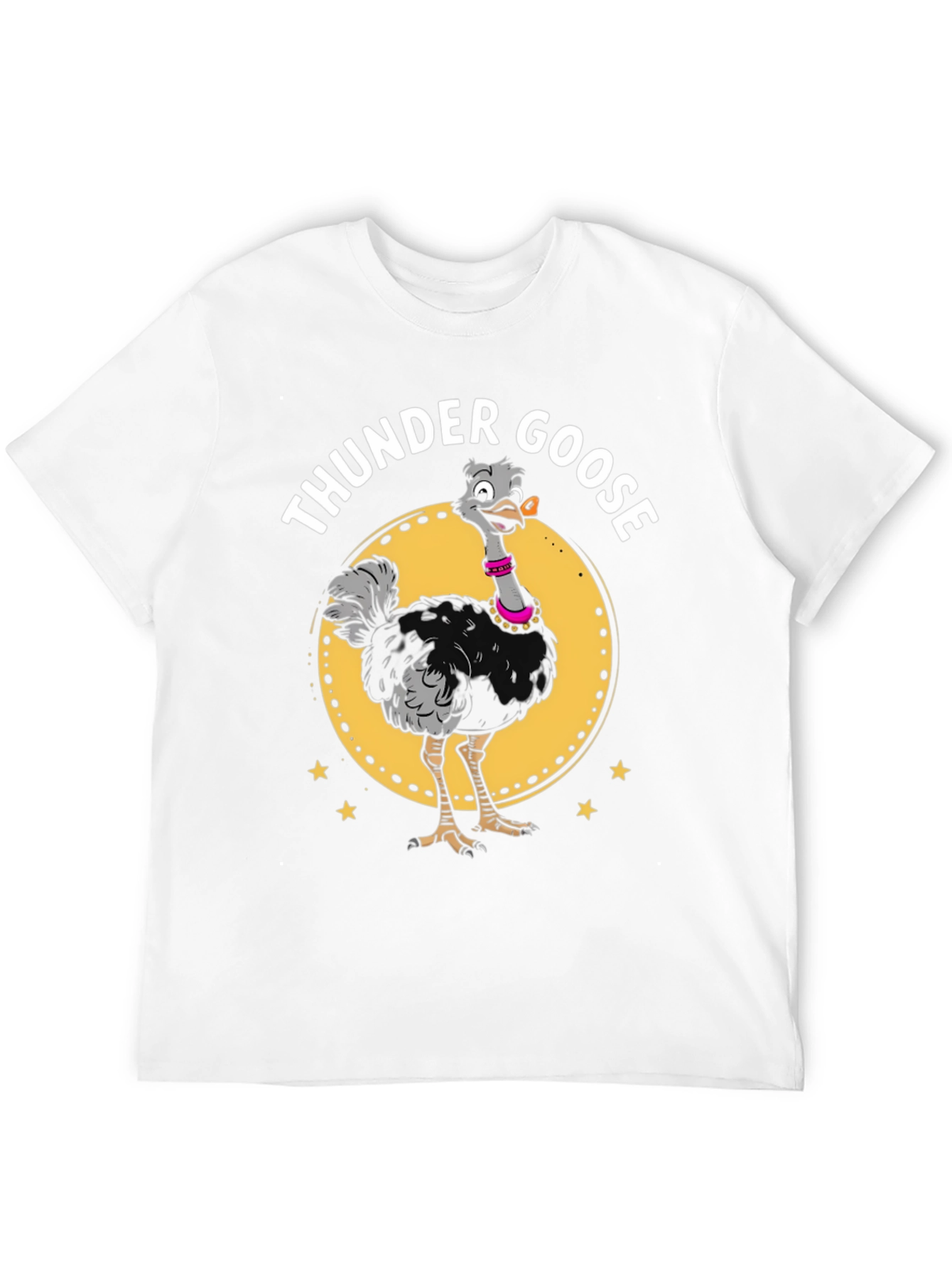 Black Thunder Goose Graphic Tee - Novelty Cartoon Ostrich T-Shirt view 12