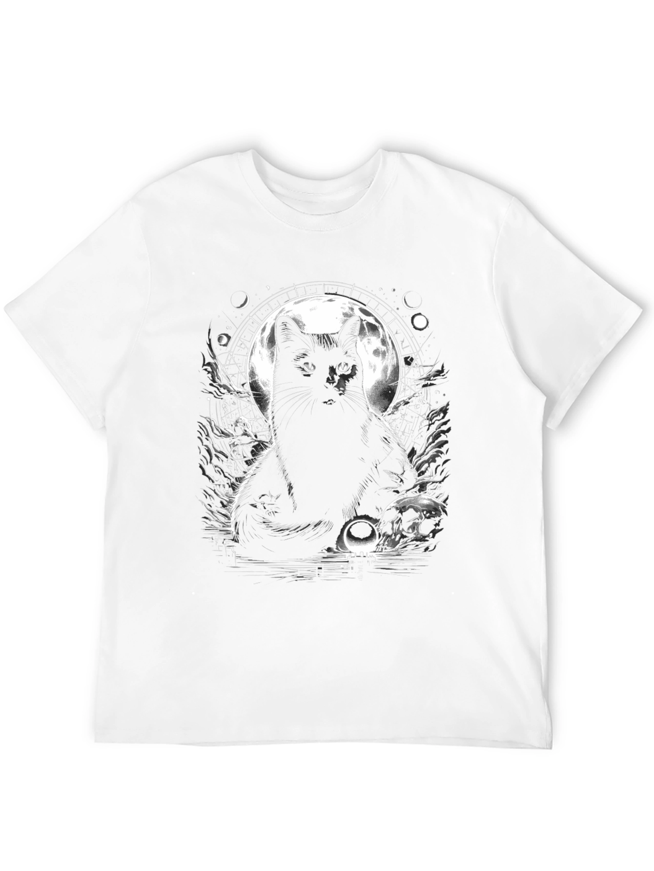 Mystic Cat Graphic Tee - Lunar Black Cat Shirt - 12