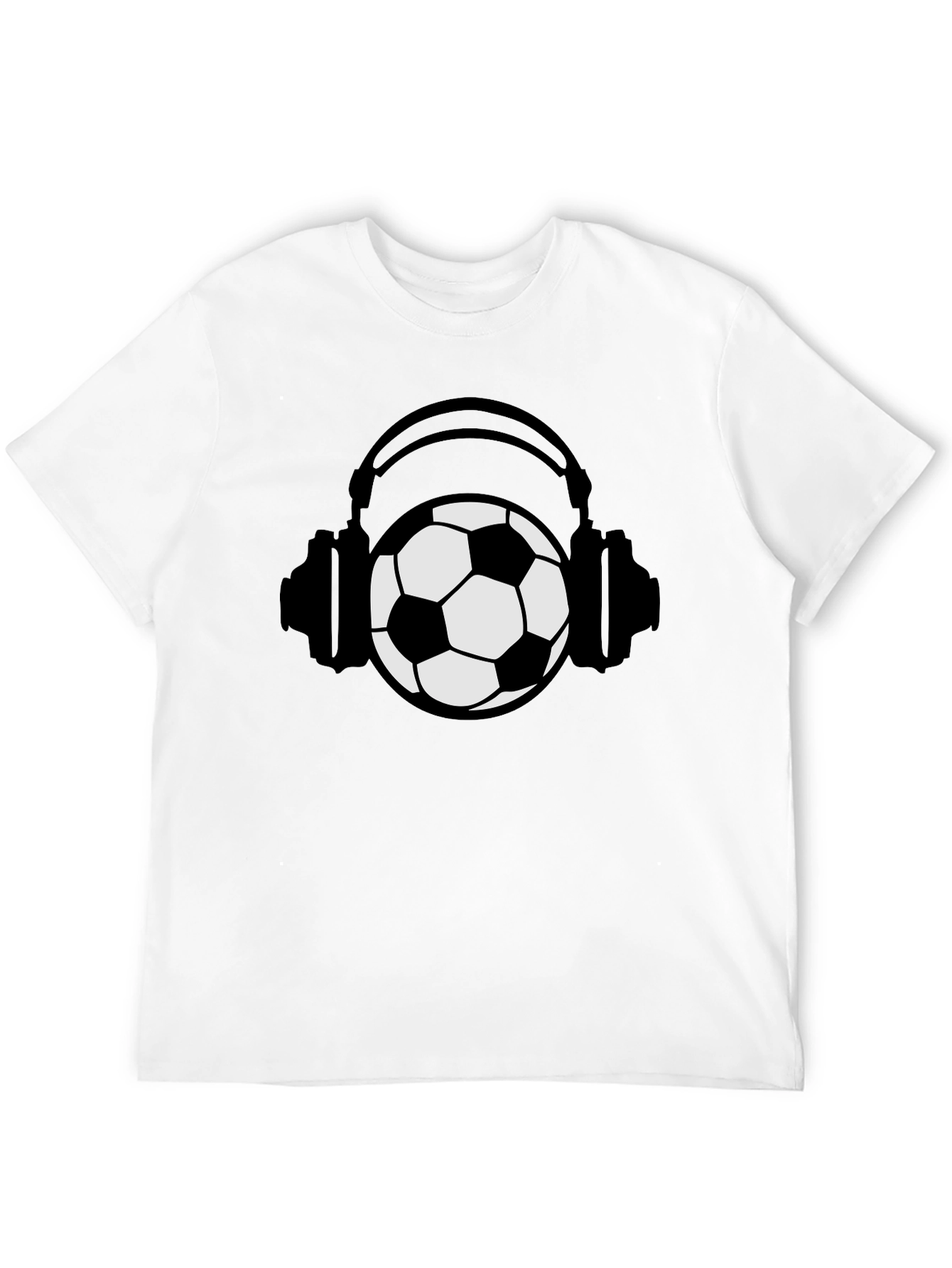 Black Soccer Ball Headphones Black Graphic Tee view 12