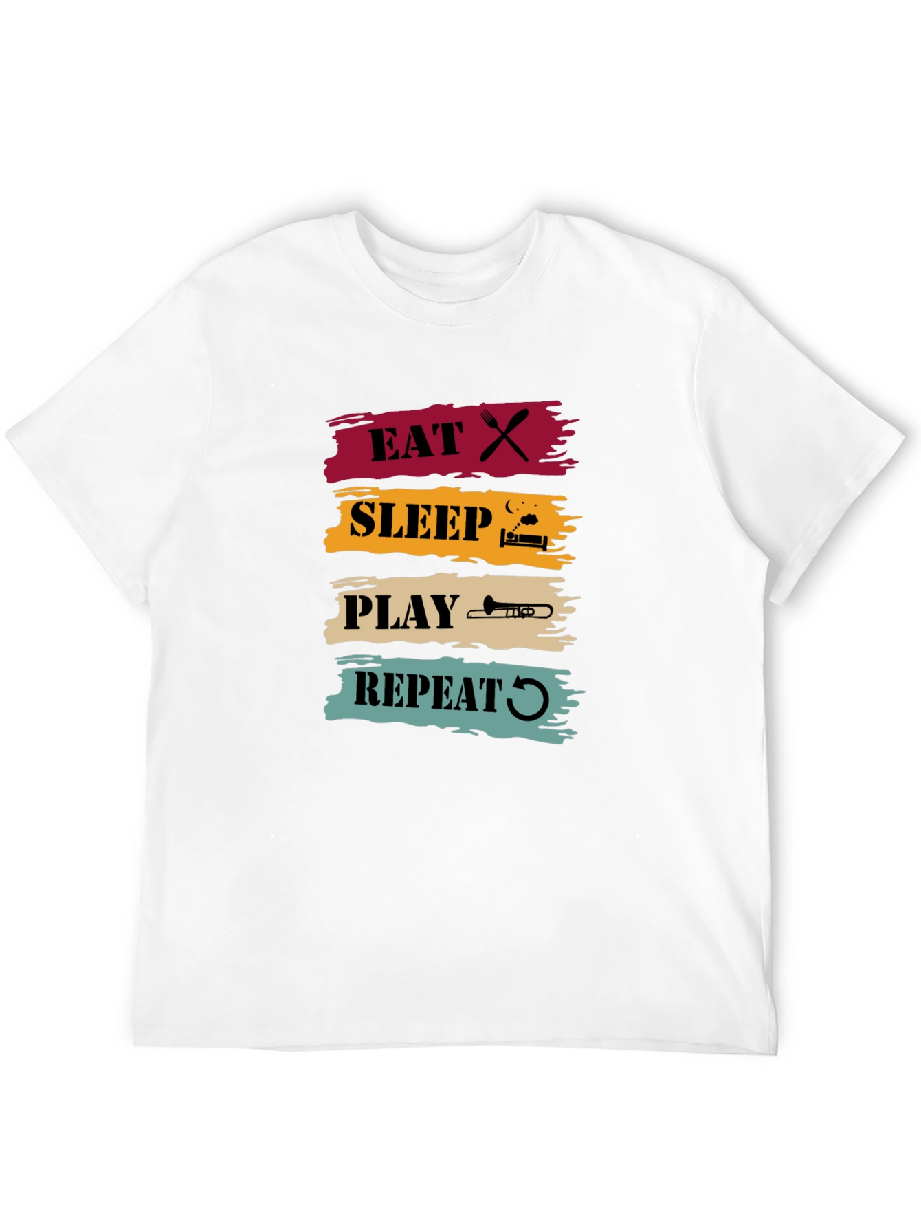 Black Eat Sleep Play Trombone Repeat Graphic Tee view 12