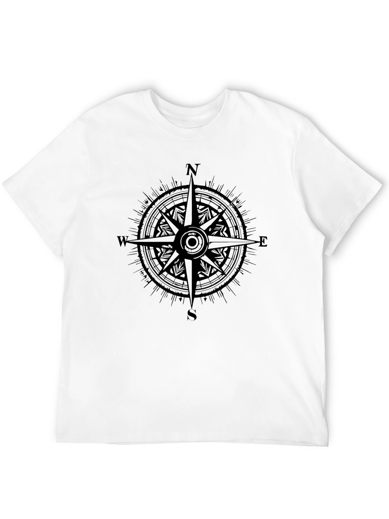 Black Compass Rose Graphic Black T-Shirt view 12