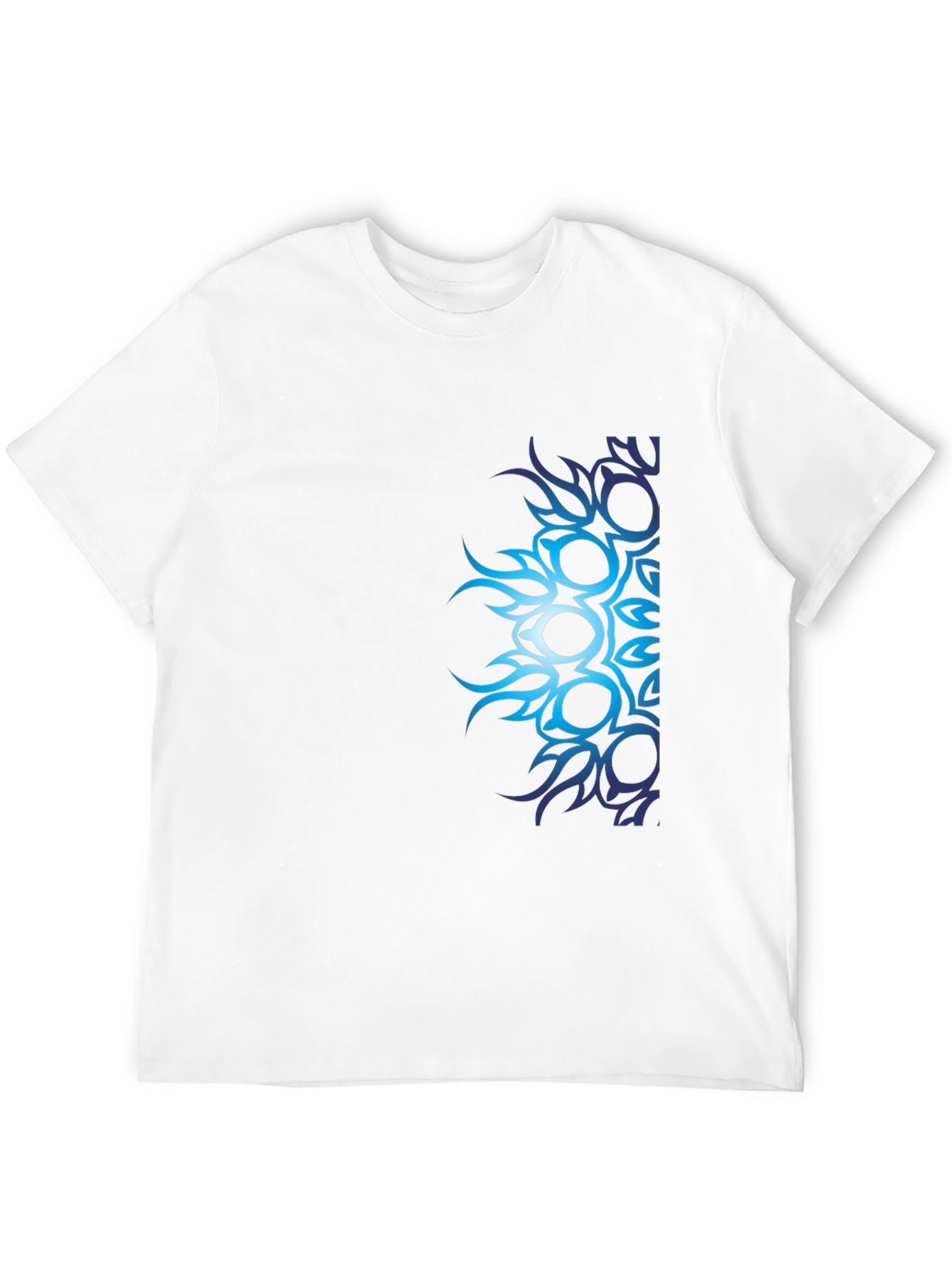 Black Men's Black T-Shirt with Blue Tribal Design view 12