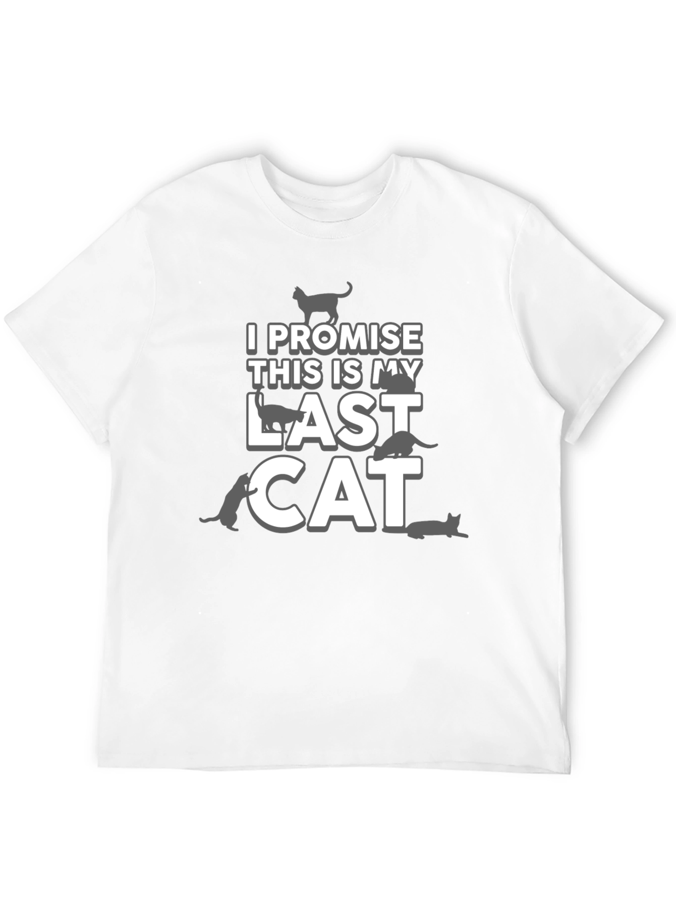 Black Funny Cat Lover T-Shirt - Last Cat Promise Graphic Tee view 12