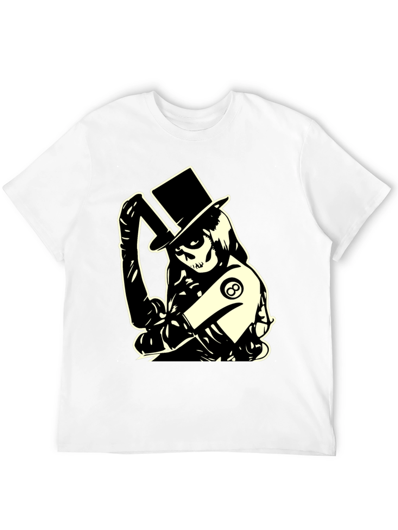 Black Skull Top Hat Graphic T-Shirt - Black view 12