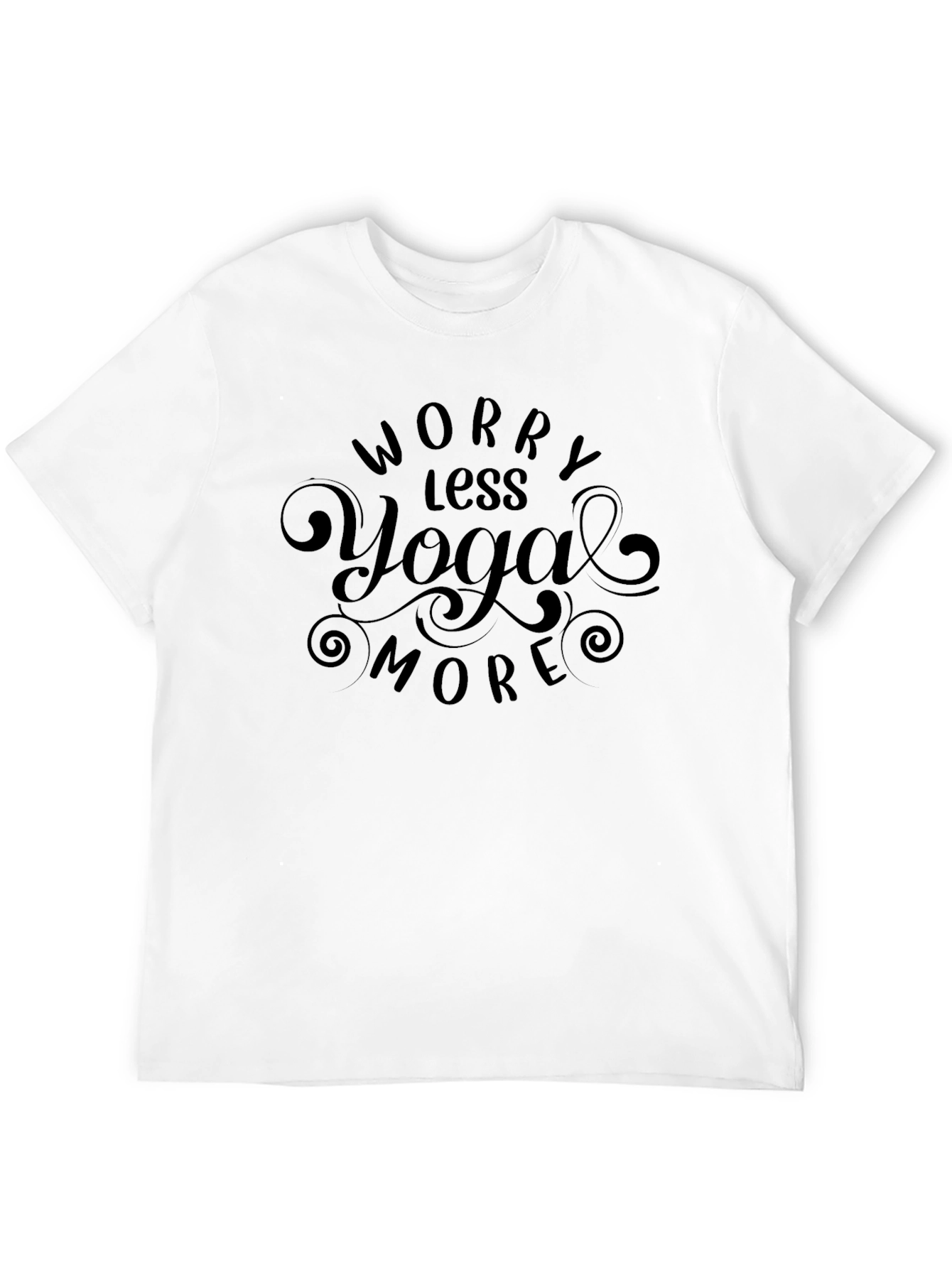 Black Worry Less Yoga More Graphic Black T-Shirt view 12
