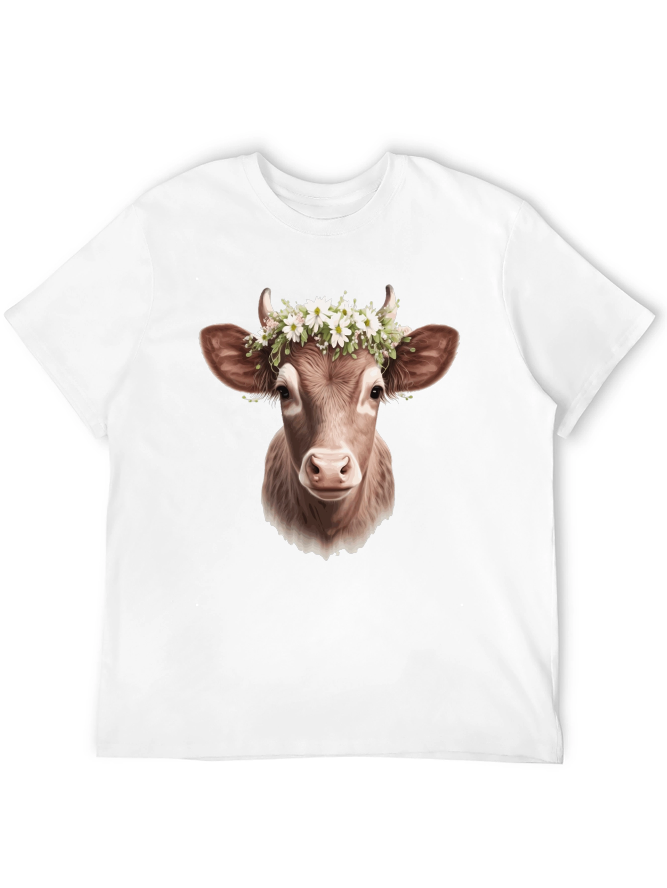 Black Cow with Flower Crown T-Shirt view 12