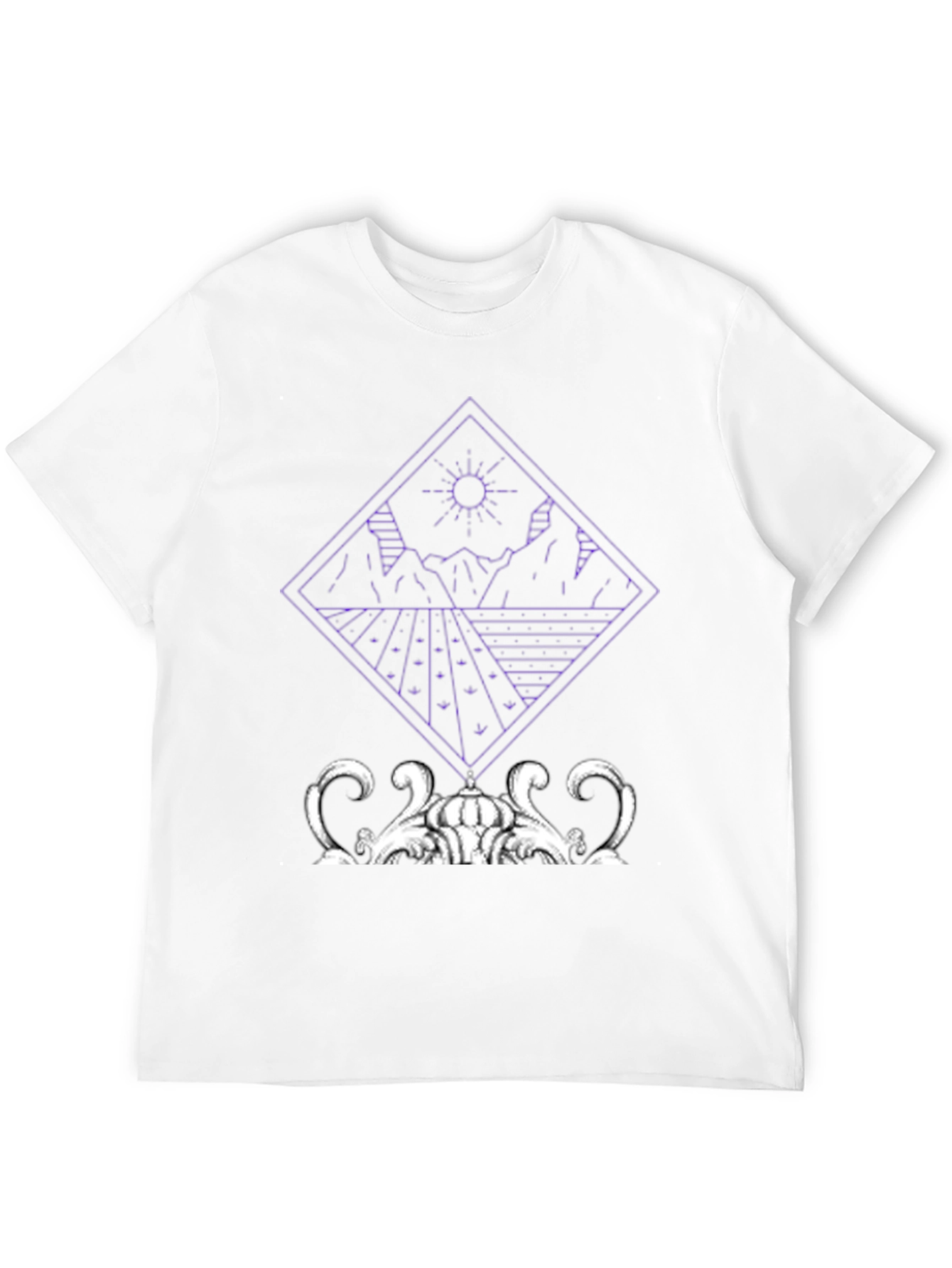 Black Geometric Landscape Graphic Tee - Modern Art Shirt view 12