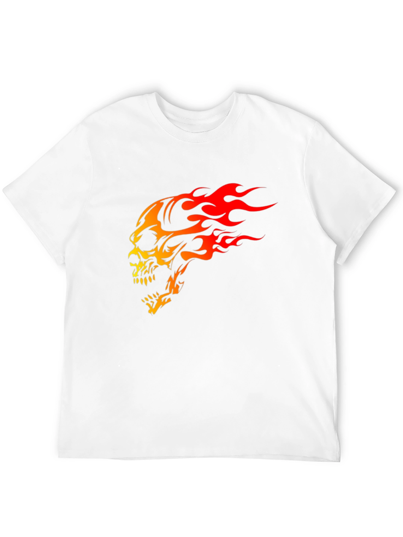 Black Flaming Skull Graphic Print Black T-Shirt view 12