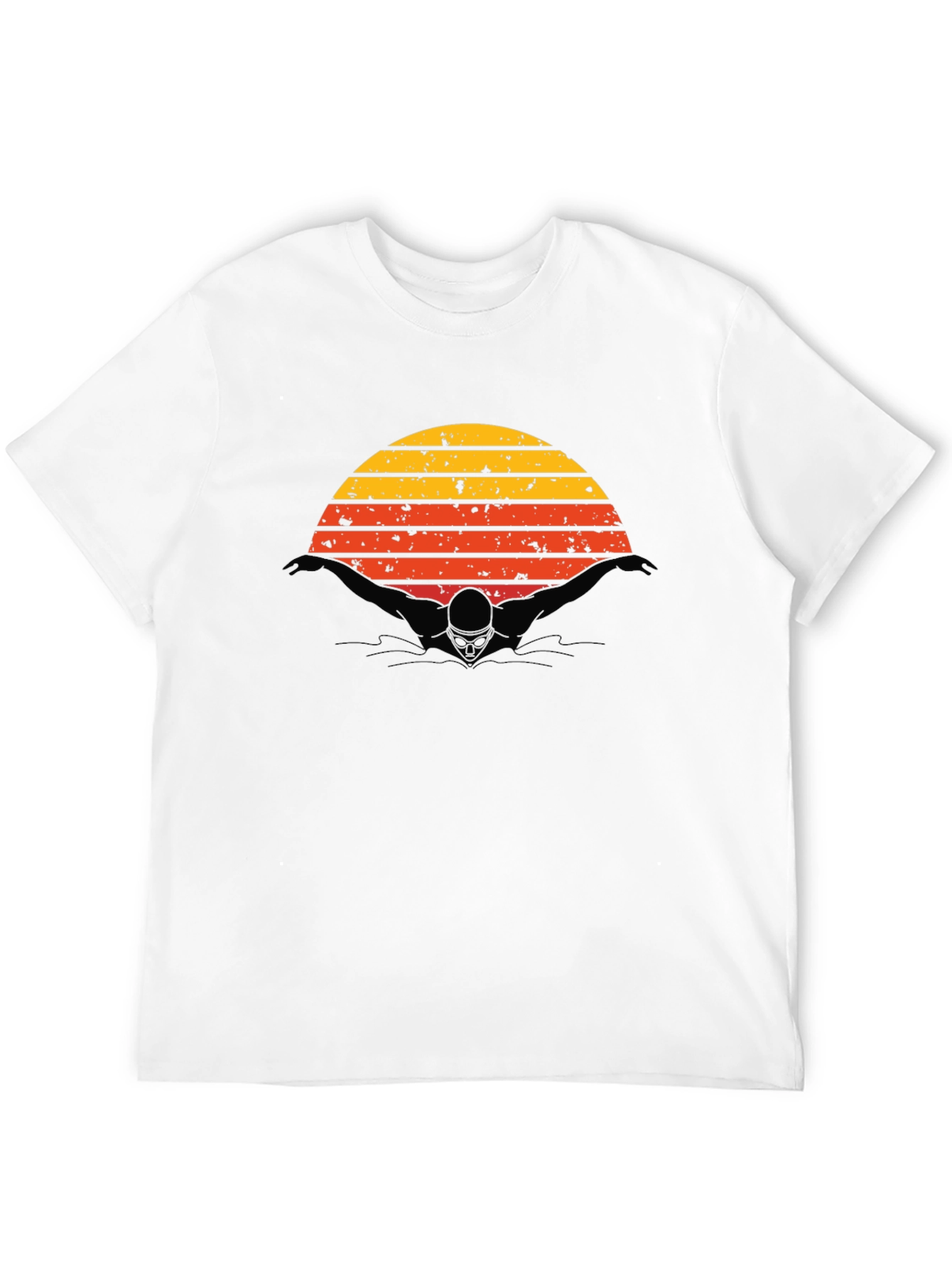 Black Vintage Sunset Swimmer Black T-Shirt view 12