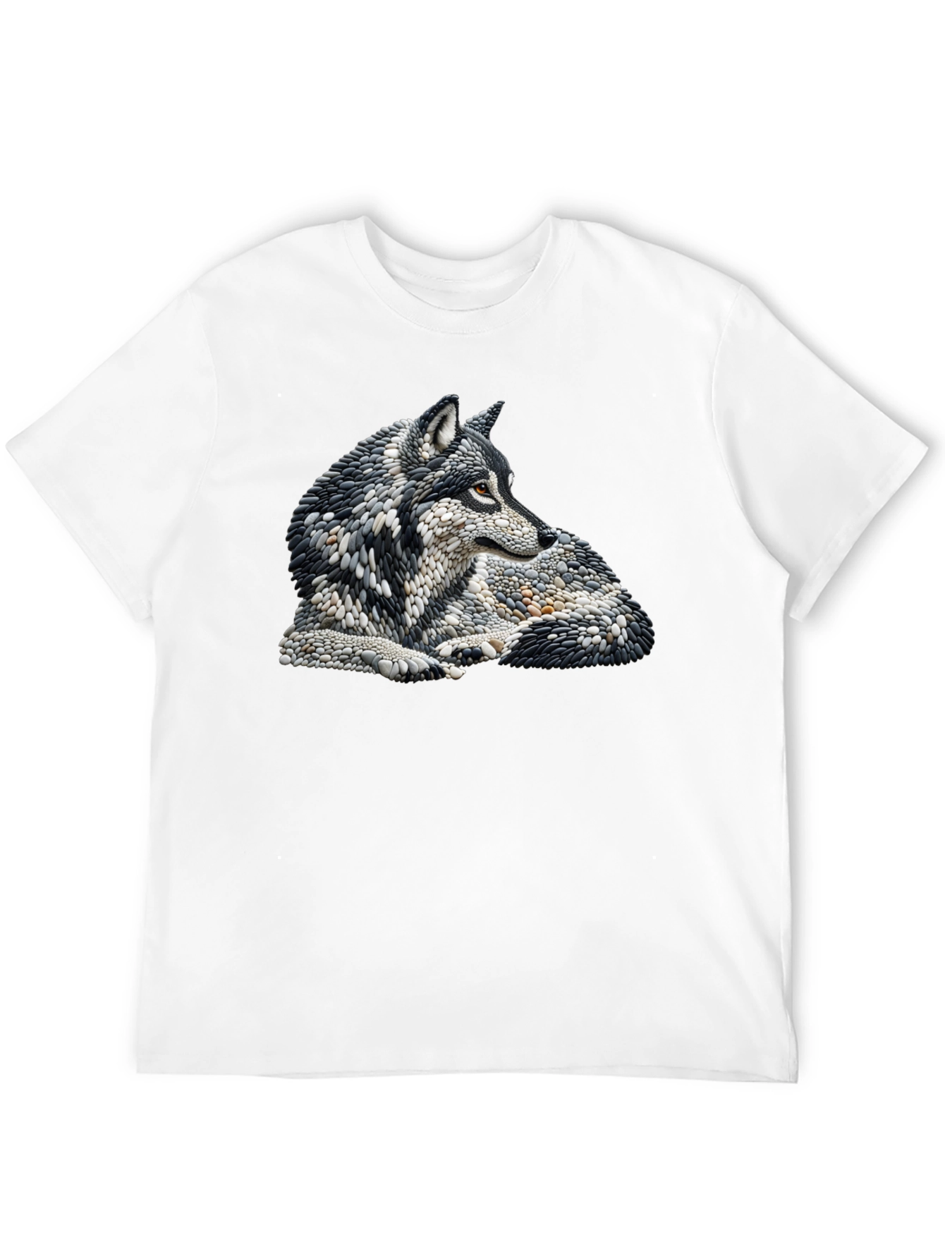 Black Wolf Art Graphic Print Black T-Shirt view 12