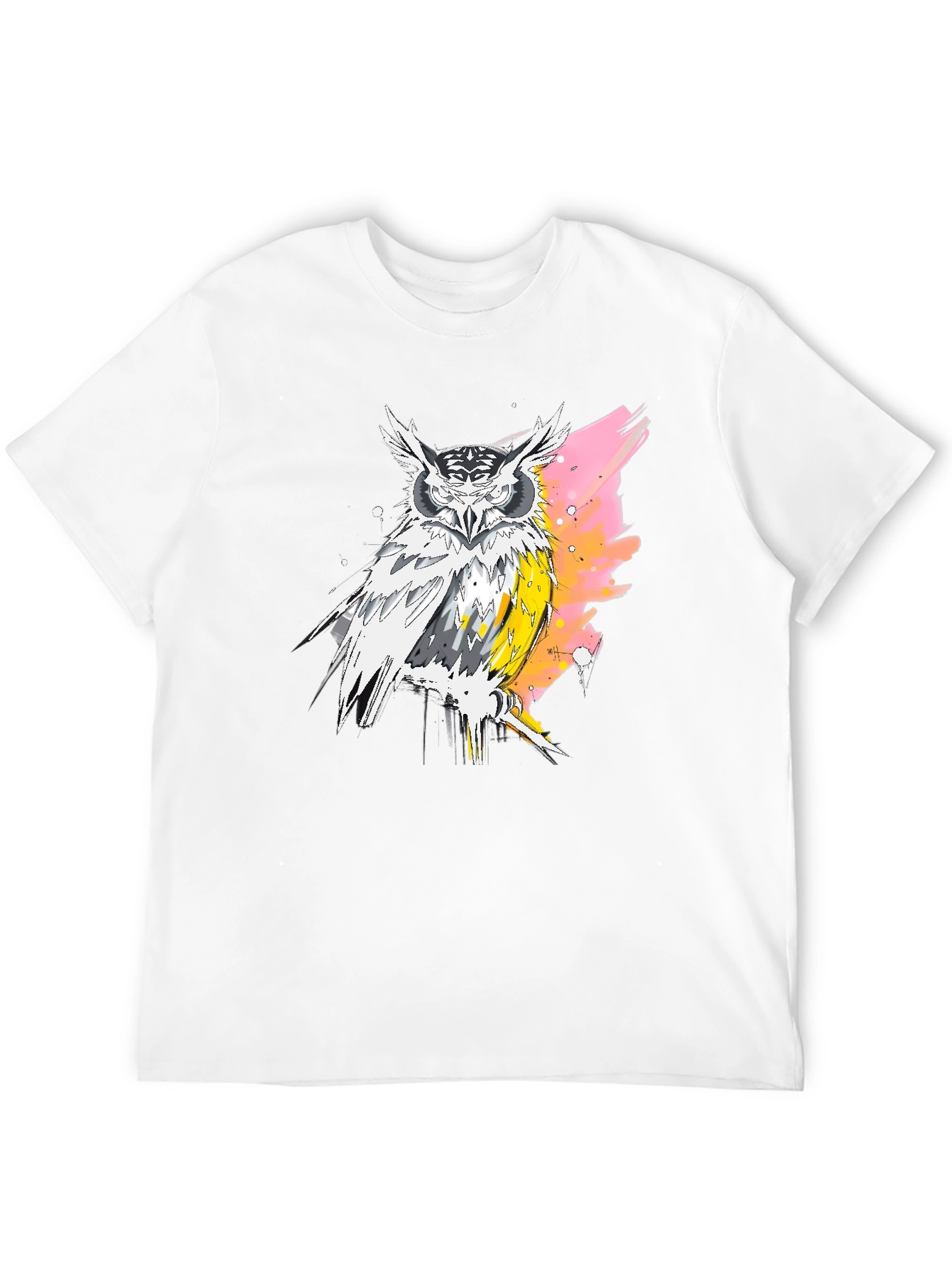 Black Owl Graphic Print Black T-Shirt for Men view 12
