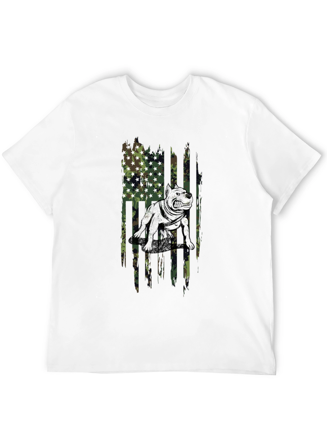 Black Pitbull Camo Flag Graphic T-Shirt view 12