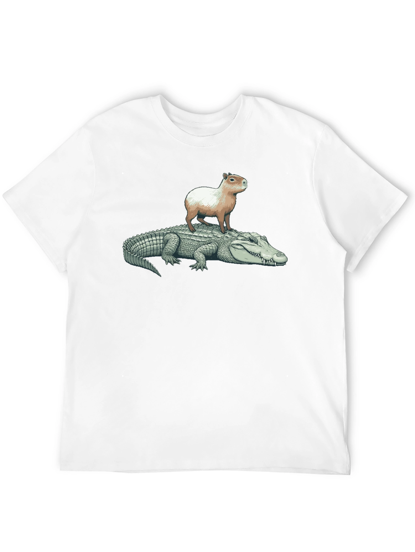 Black Capybara Riding Alligator T-Shirt view 12