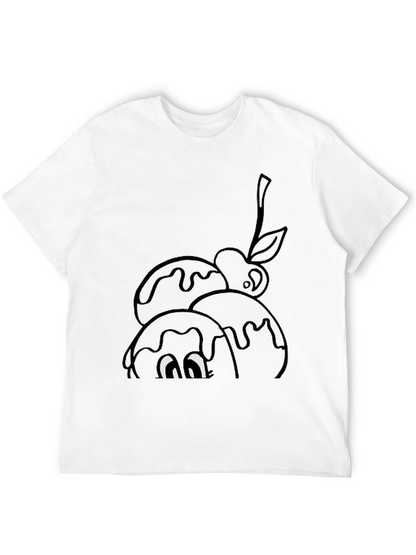 Black Whimsical Cartoon Ice Cream T-Shirt view 12