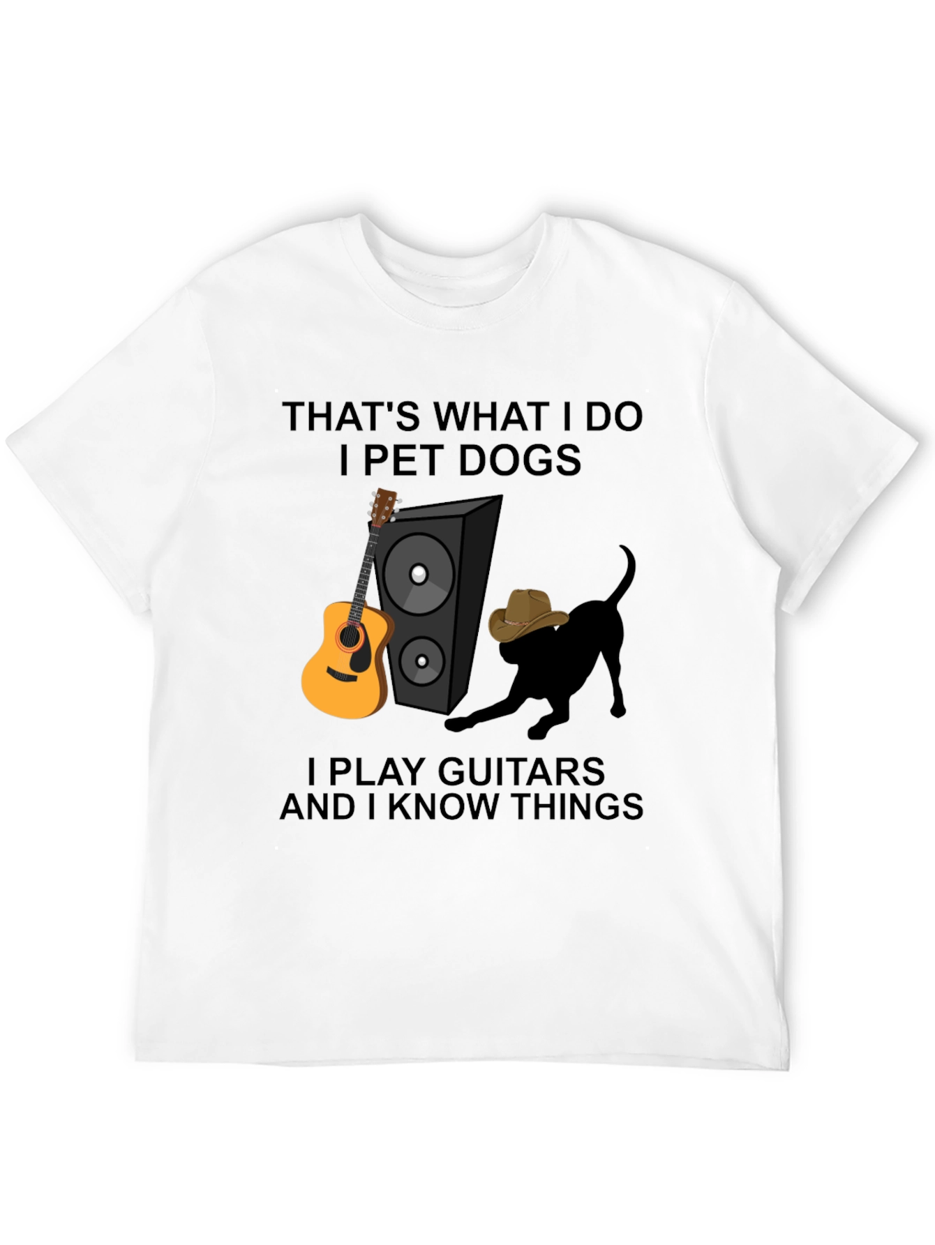 Black Dog Petting Guitar Player T-Shirt view 12