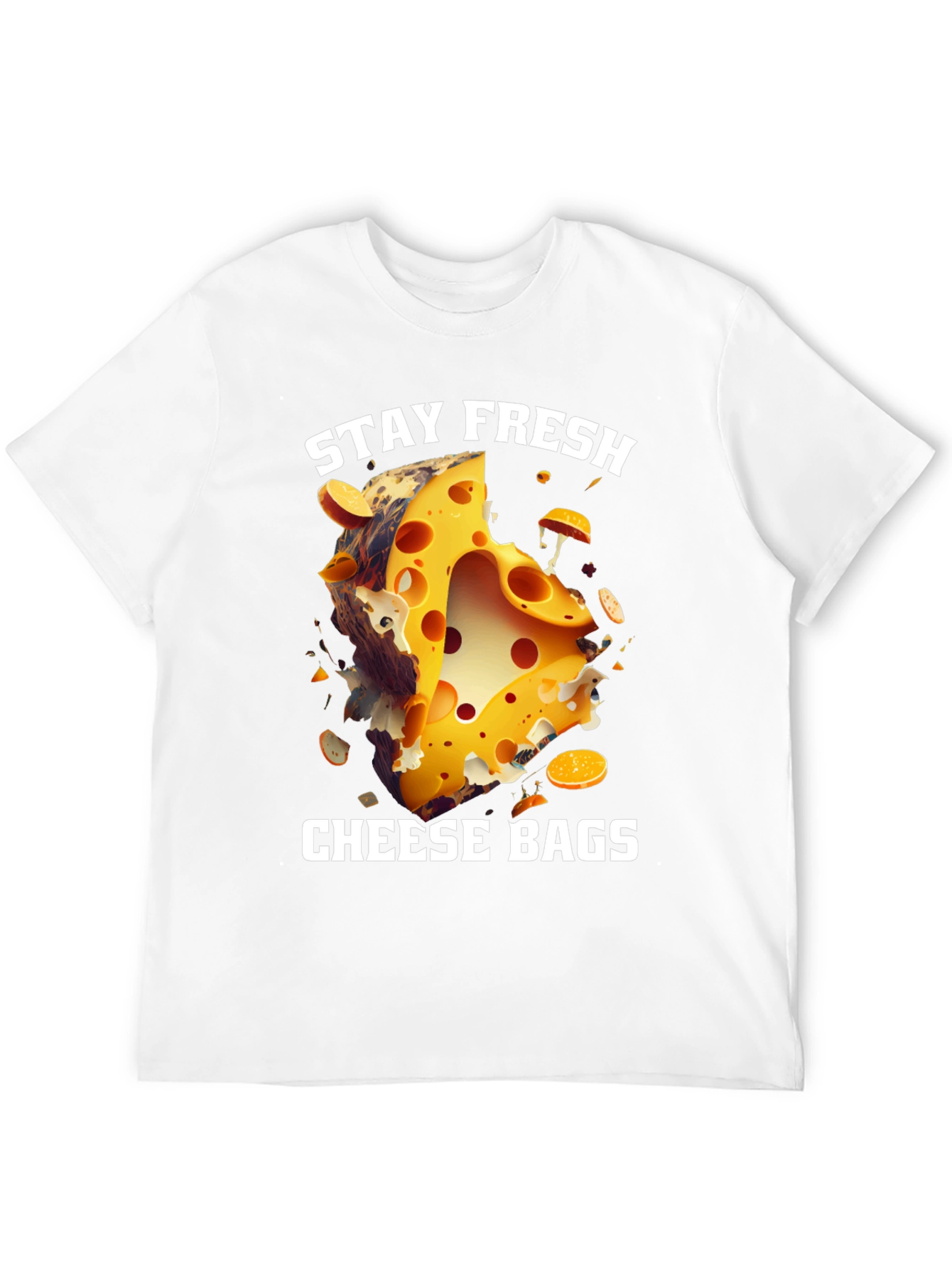 Black Stay Fresh Cheese Bags T-Shirt view 12