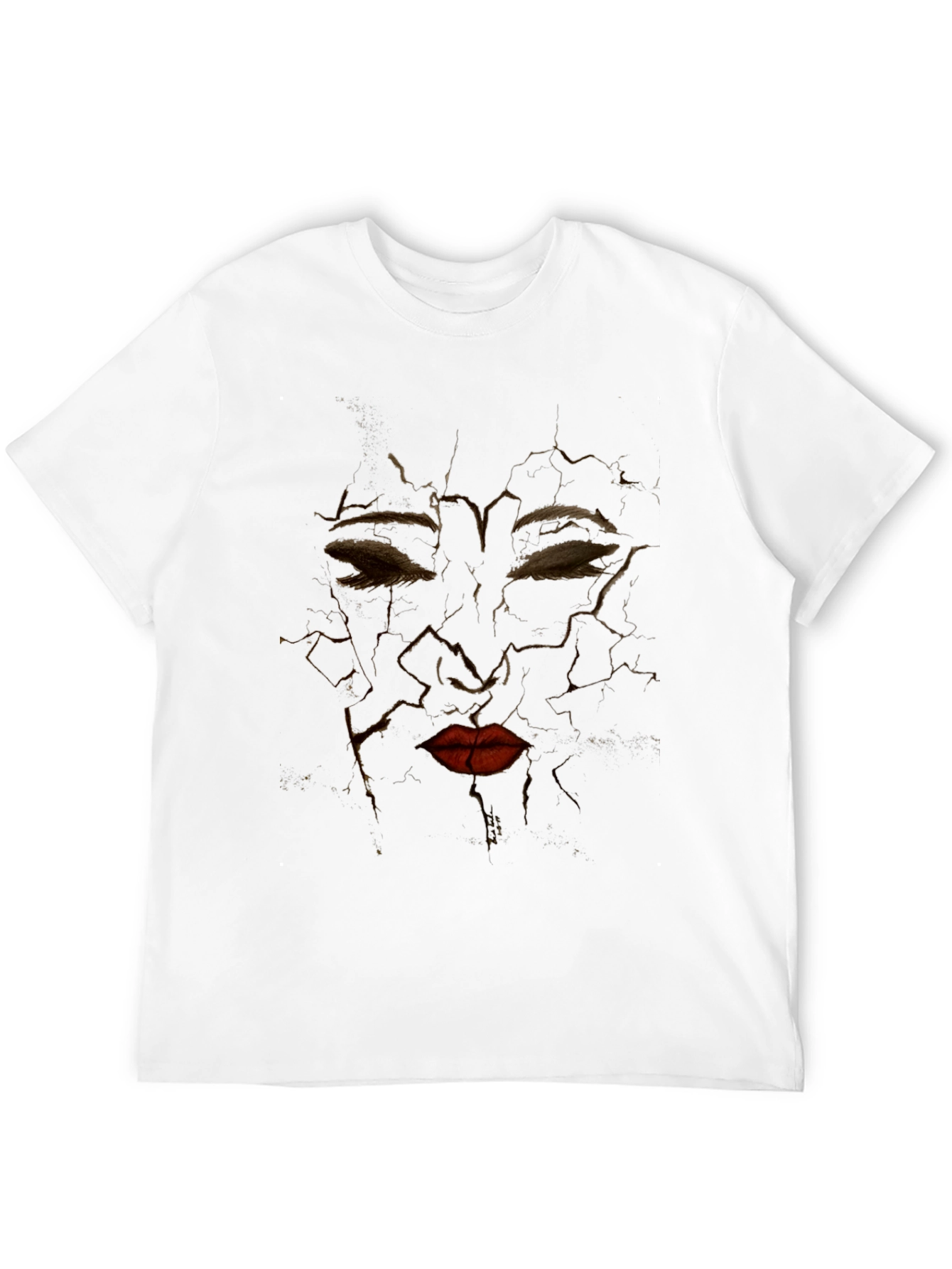 Black Abstract Cracked Face Graphic Tee - Unique Design view 12