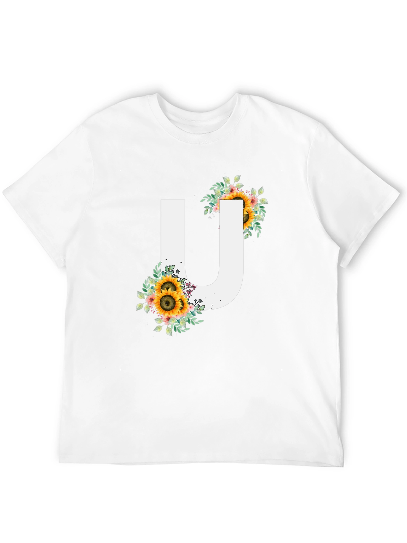 Black Sunflower Letter U Graphic Tee view 12