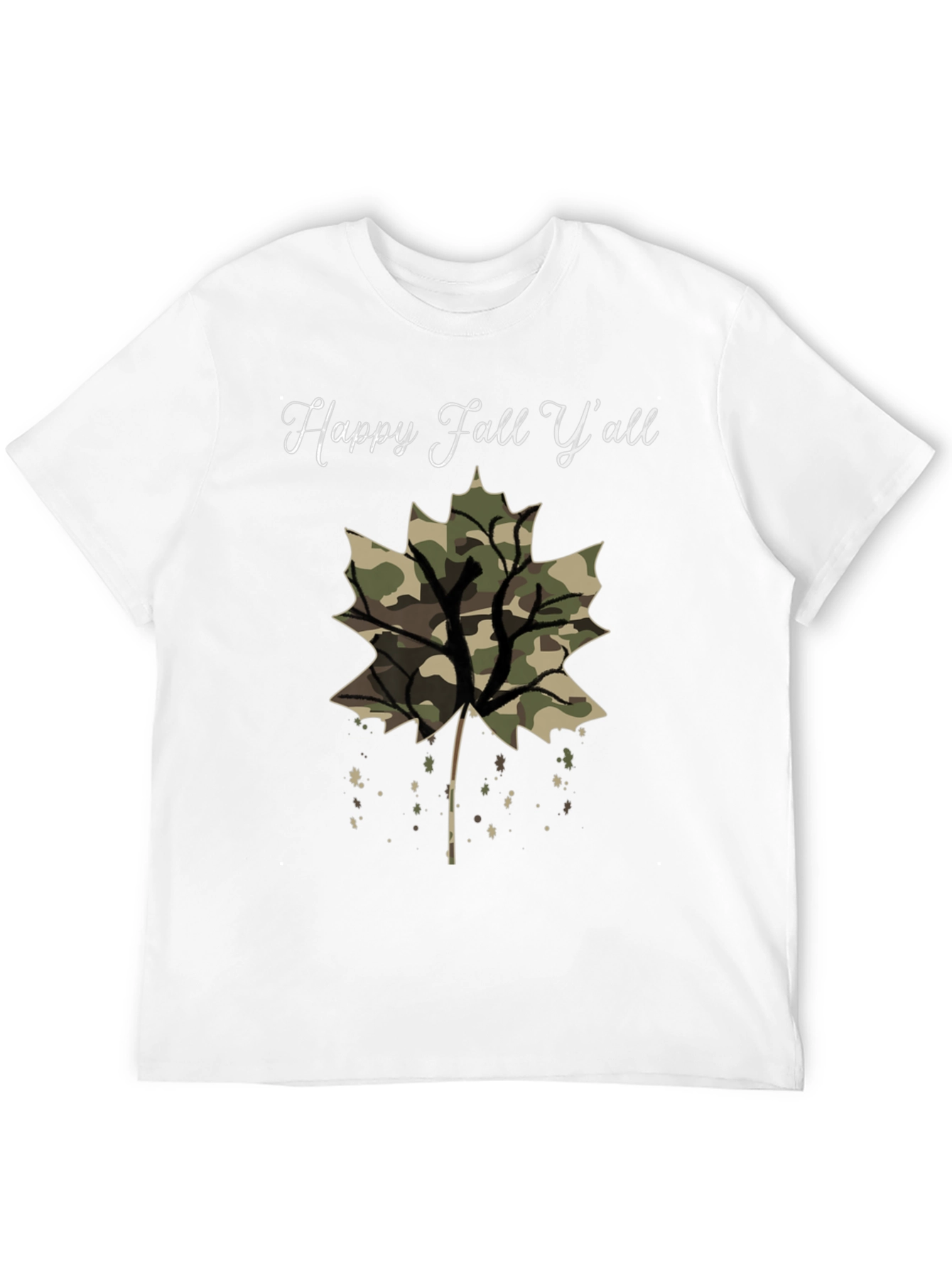 Black Happy Fall Y'all Camo Leaf T-Shirt view 12