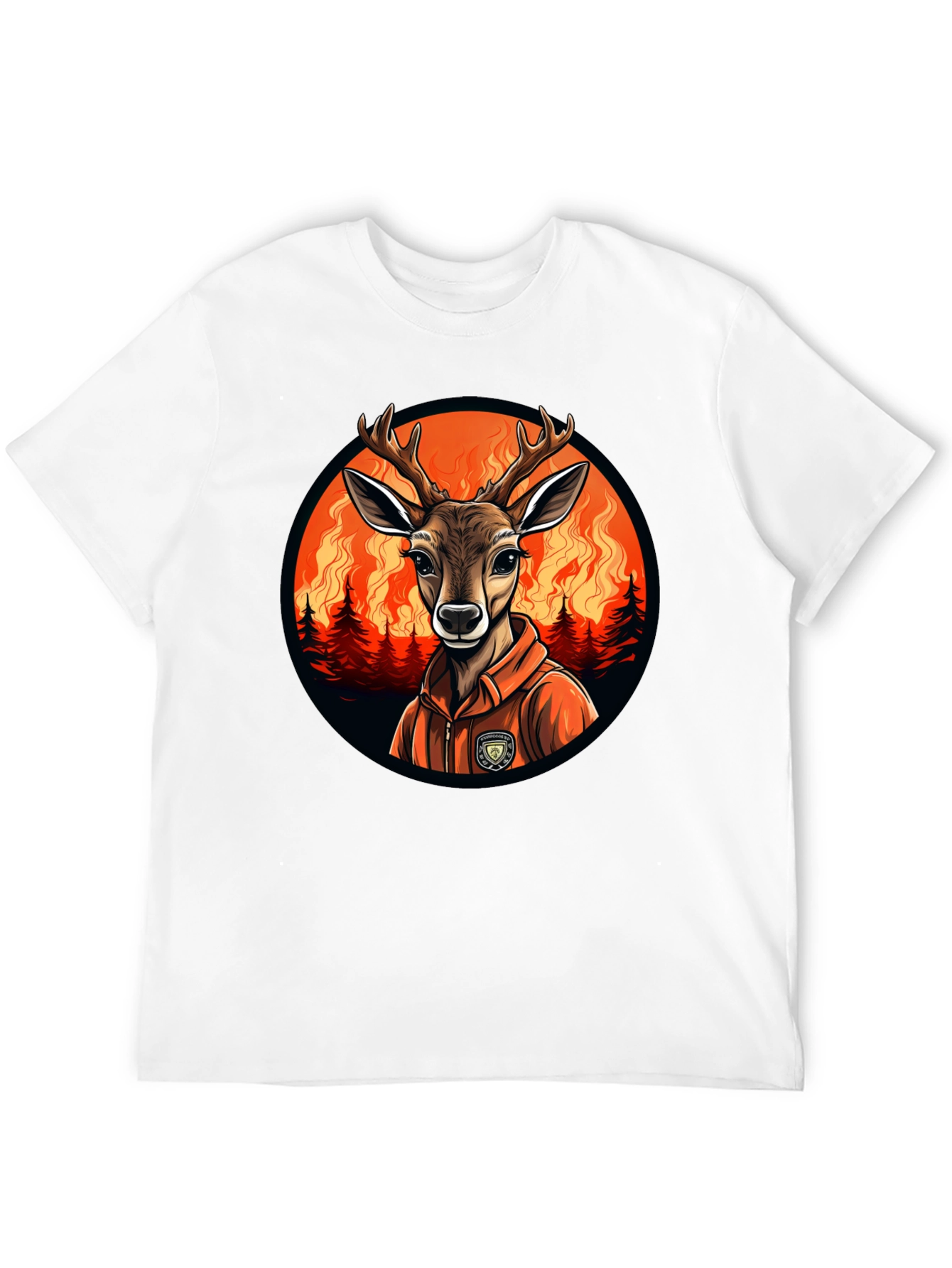 Black Deer Wildfire T-Shirt - Unique Graphic Tee view 12