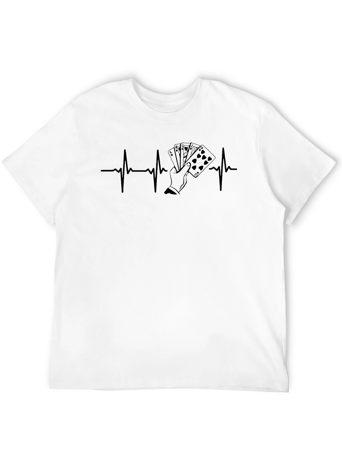 Poker Heartbeat T-Shirt - Black, Casino Player Style - 12