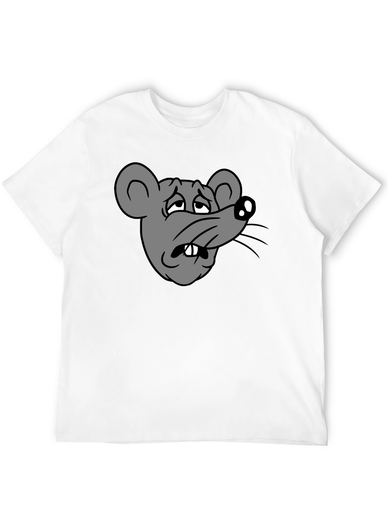 Black Funny Sad Rat Cartoon Graphic Black T-Shirt view 12