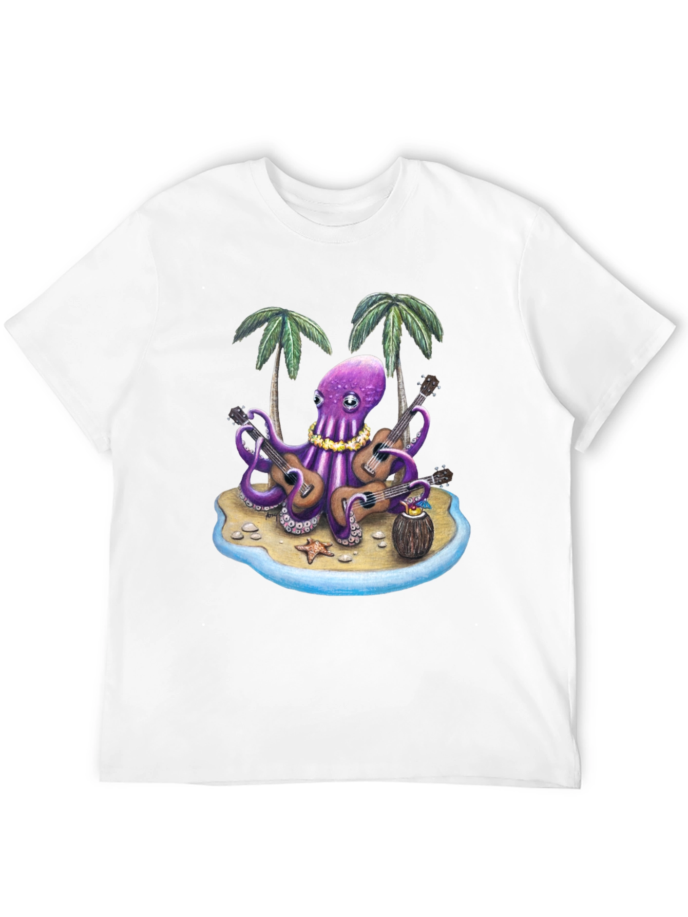 Black Musical Octopus Hawaiian T-Shirt view 12