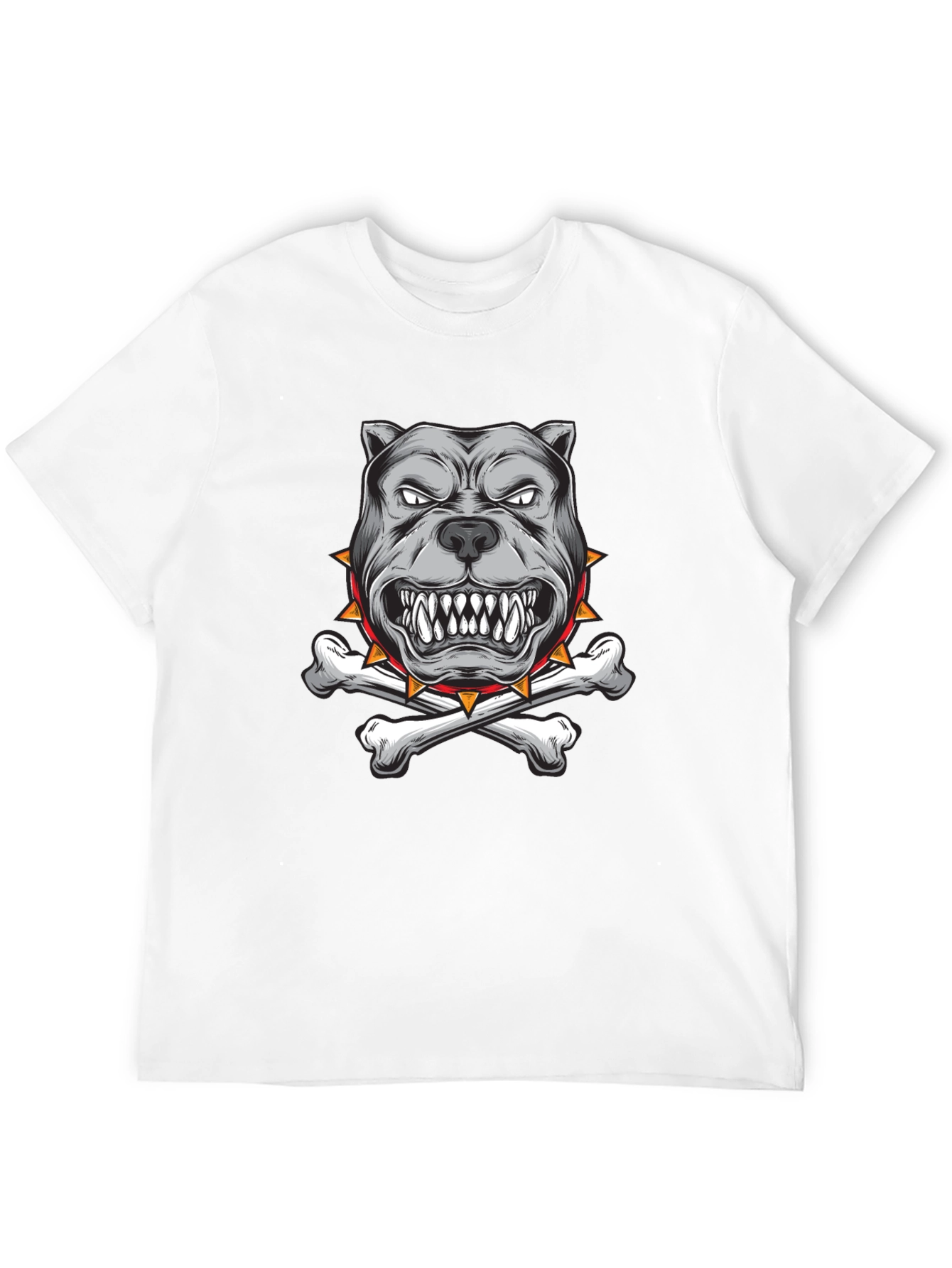 Black Pitbull Dog with Bones Graphic T-Shirt view 12