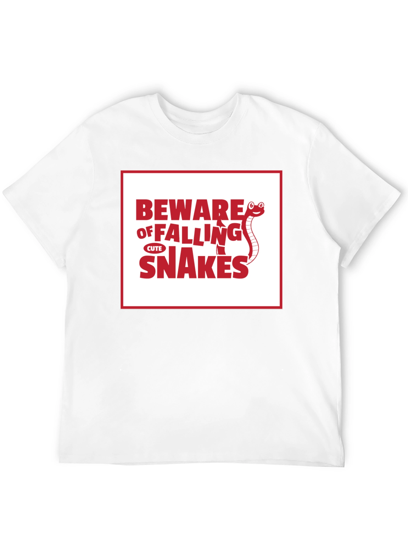 Black Beware of Falling Cute Snakes Graphic T-Shirt view 12