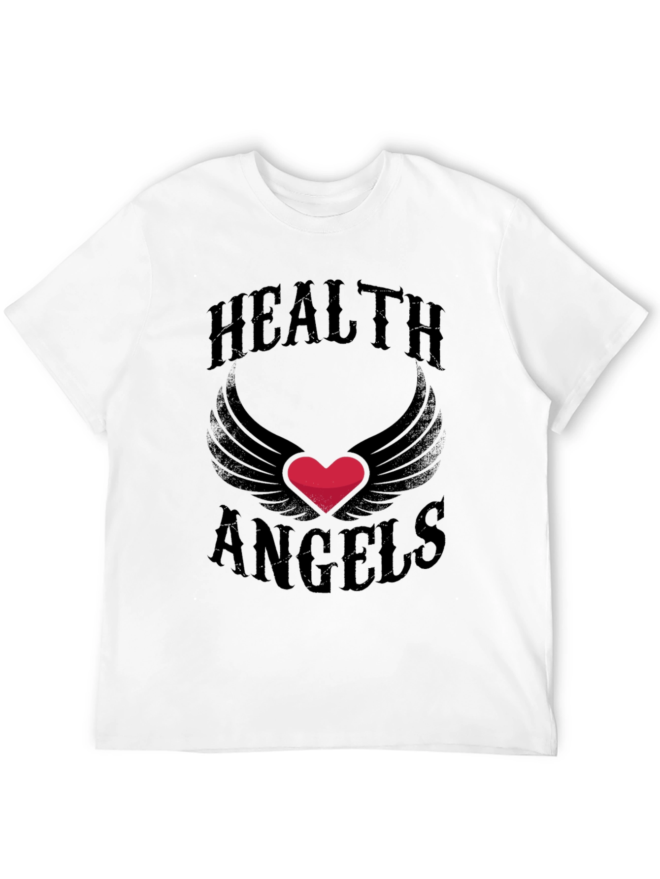 Black Health Angels T-Shirt - Graphic Heart Wings Tee view 12
