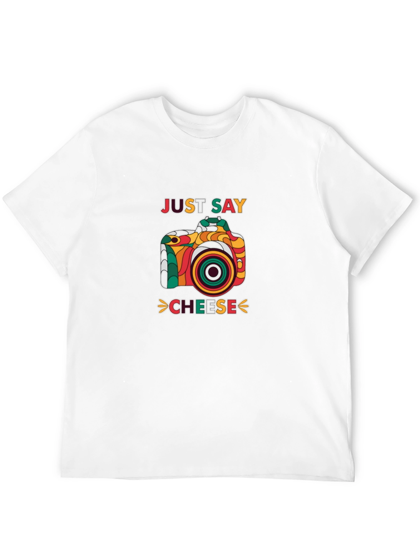Black Just Say Cheese Retro Camera Graphic T-Shirt view 12