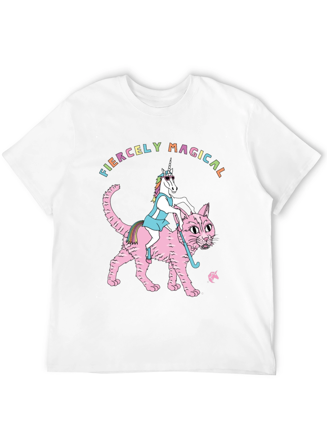 Black Fiercely Magical Unicorn Riding Cat Graphic Tee view 12