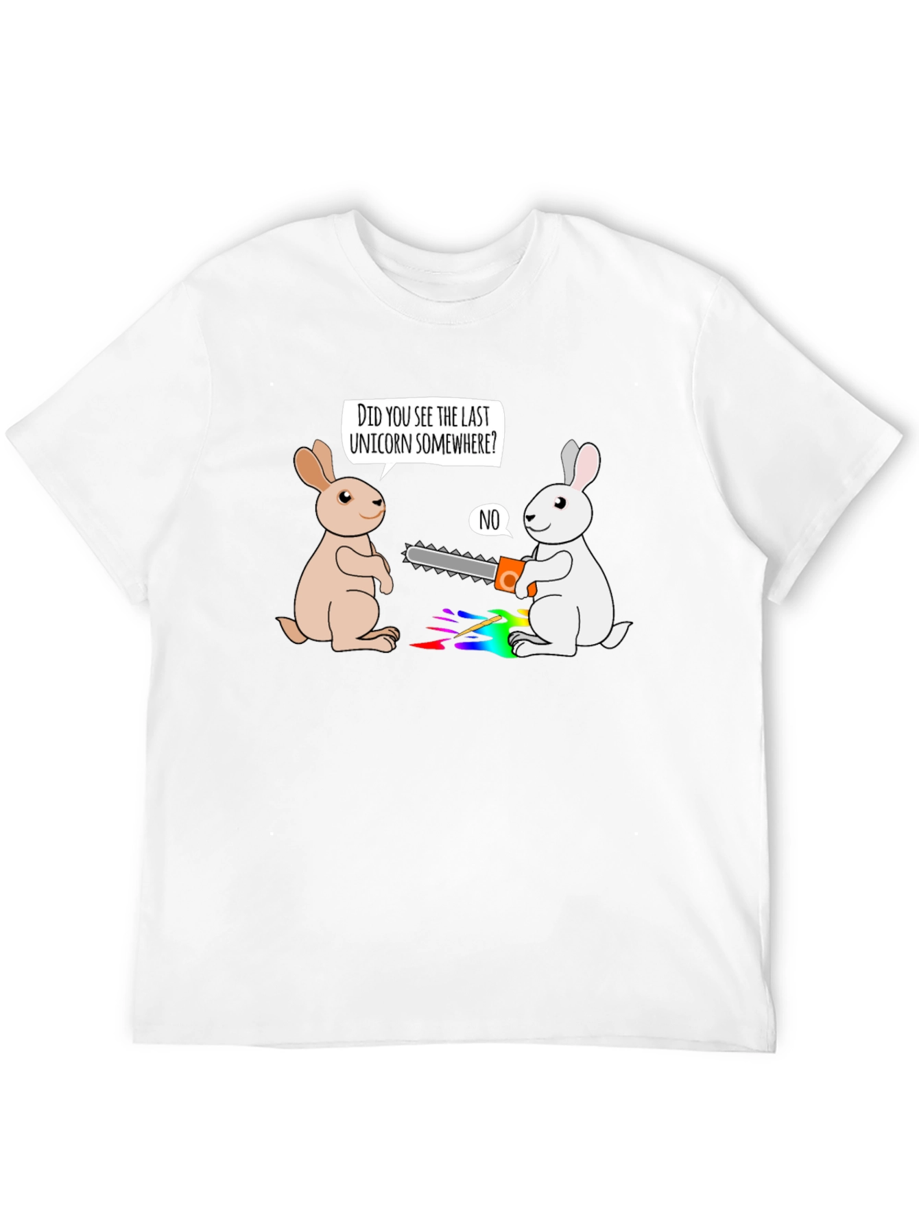 Black Funny Unicorn Rabbit Chainsaw Graphic Tee view 12