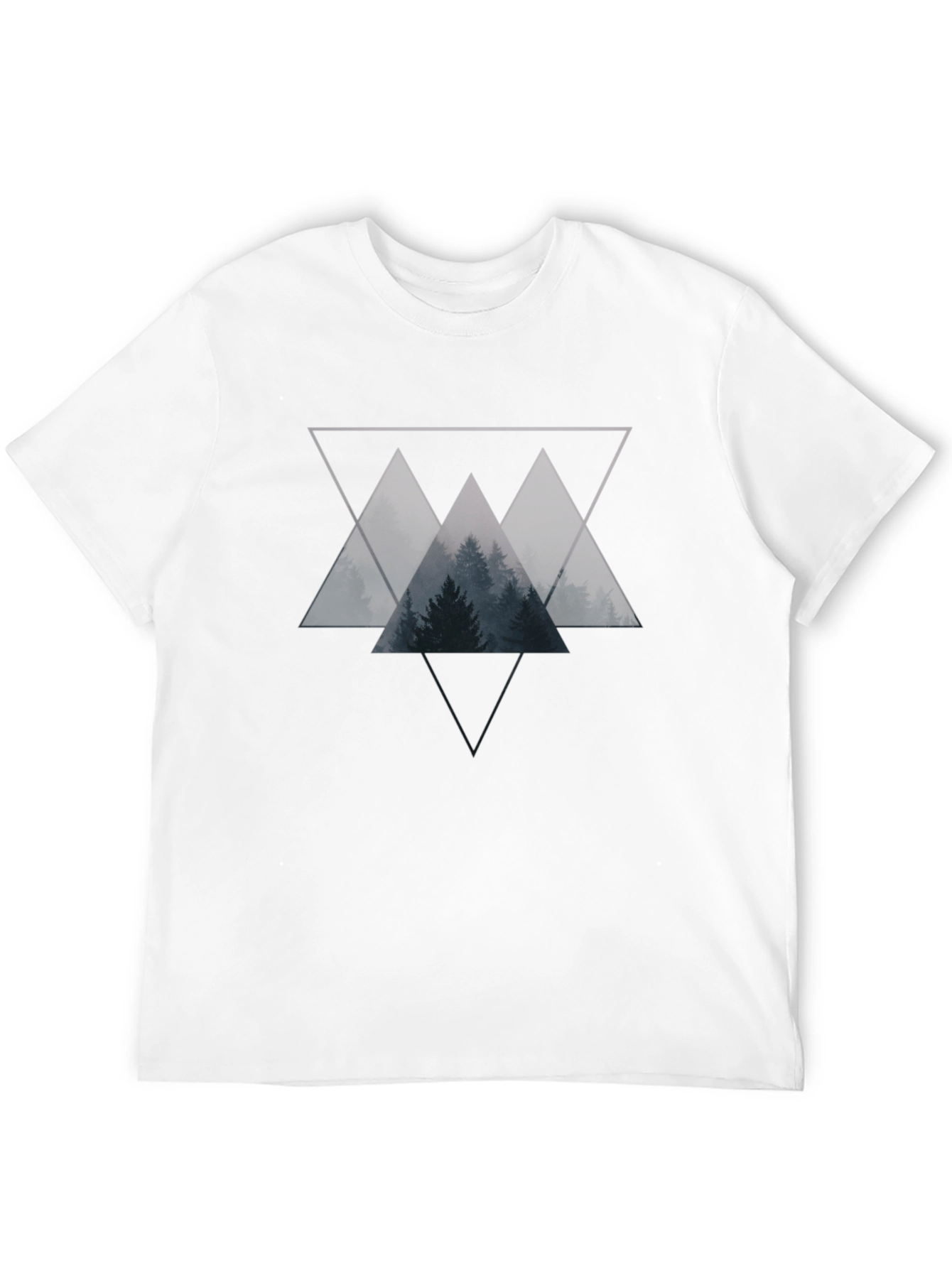 Black Geometric Forest Graphic Tee - Black Cotton Blend view 12