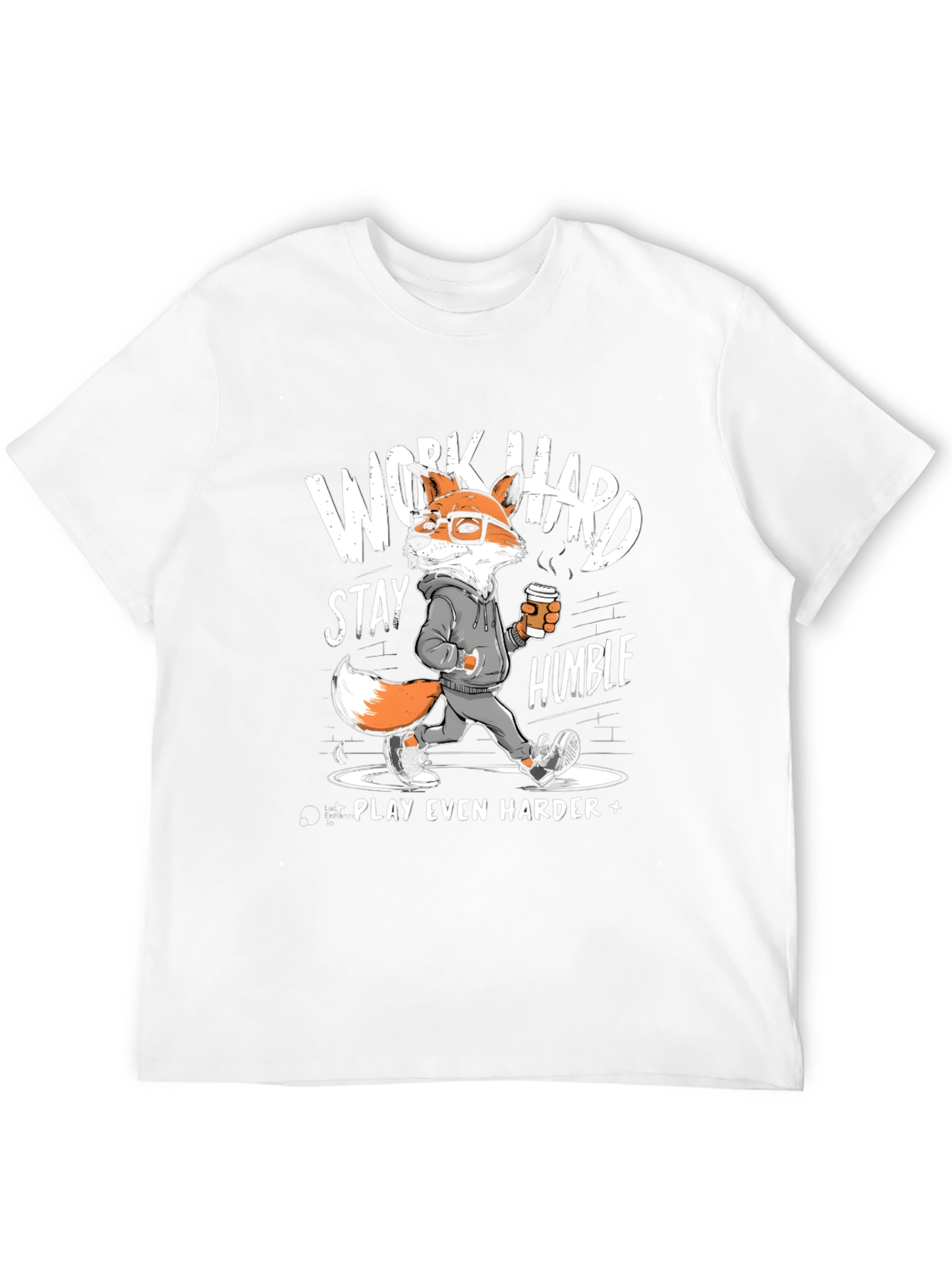 Black Work Hard Stay Humble Fox Graphic Tee view 12