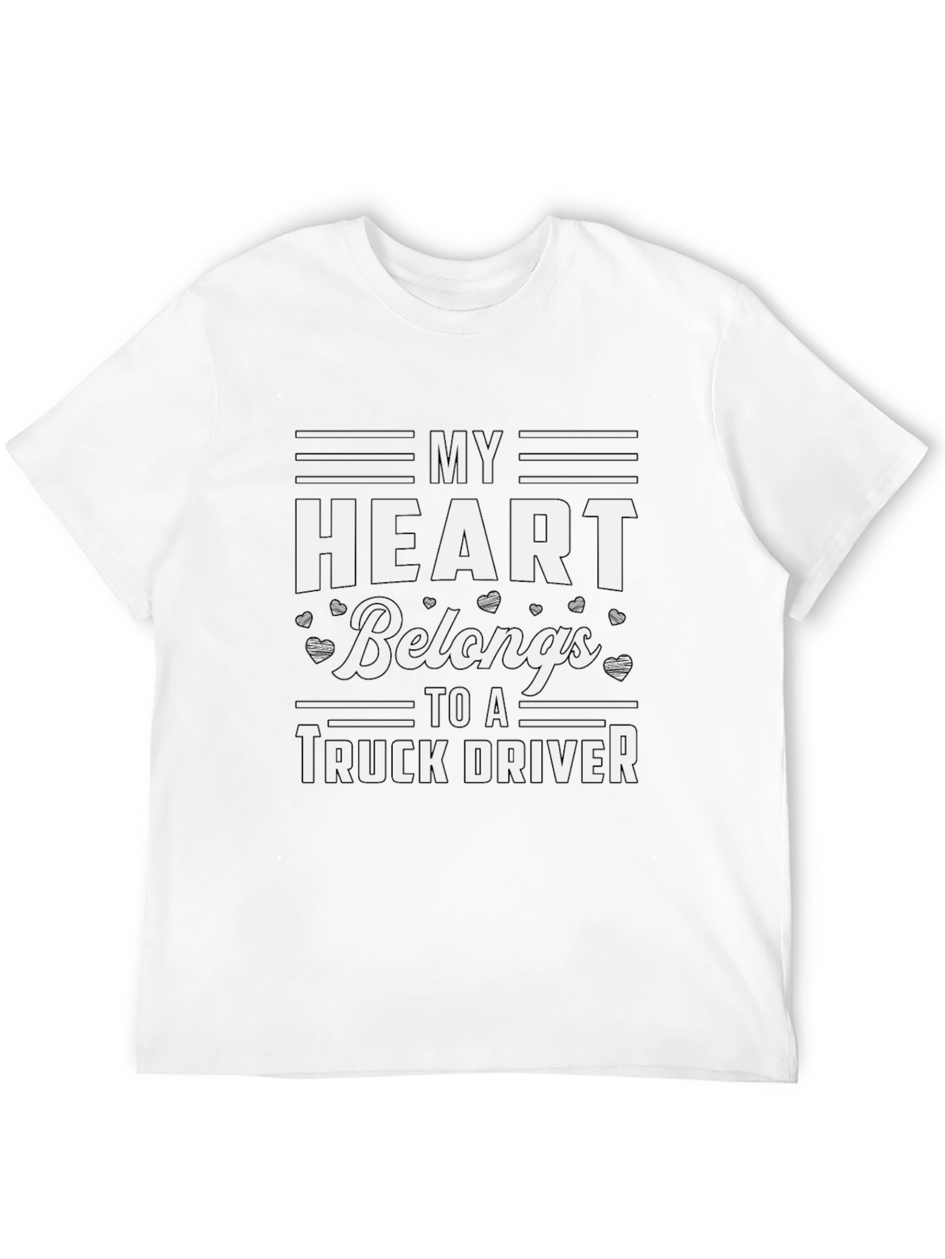 Black My Heart Belongs To A Truck Driver T-Shirt view 12