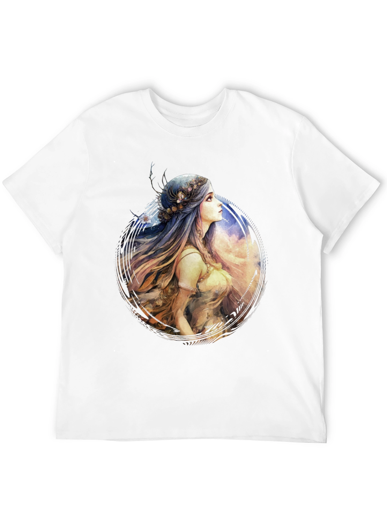 Black Watercolor Woman Portrait Black T-Shirt view 12